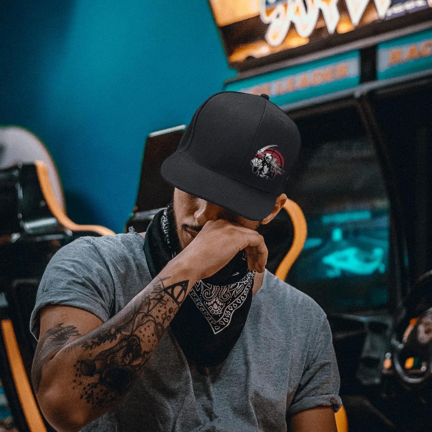 Death Skull Classic Snapback Hats for Men Flat Bill Hats for Women Snapback Snap Backpack Black Trucker Dad Baseball Cap - Image 4