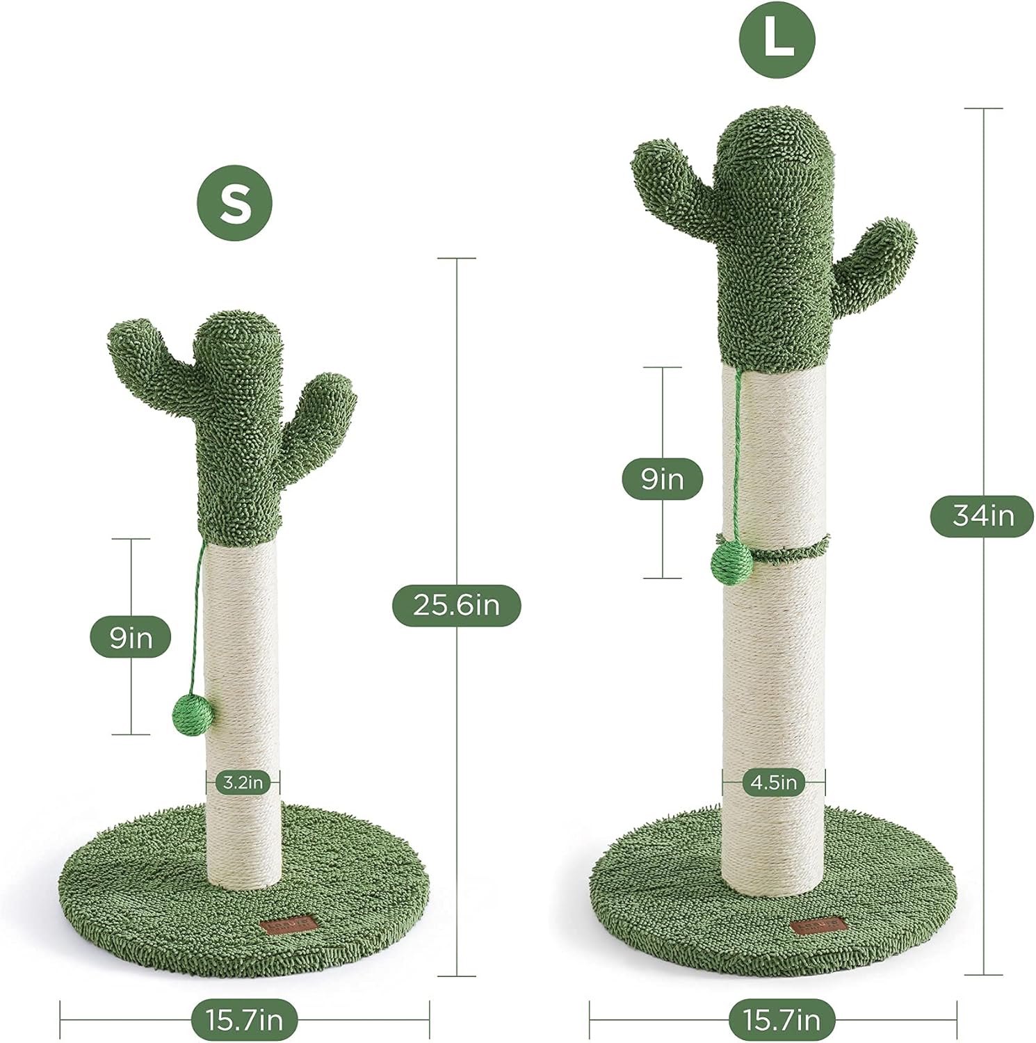 Lesure Cactus Cat Scratching Posts for Indoor Cats, Sisal Rope Cat Scratcher with Ball for Cats Kittens : Pet Supplies
