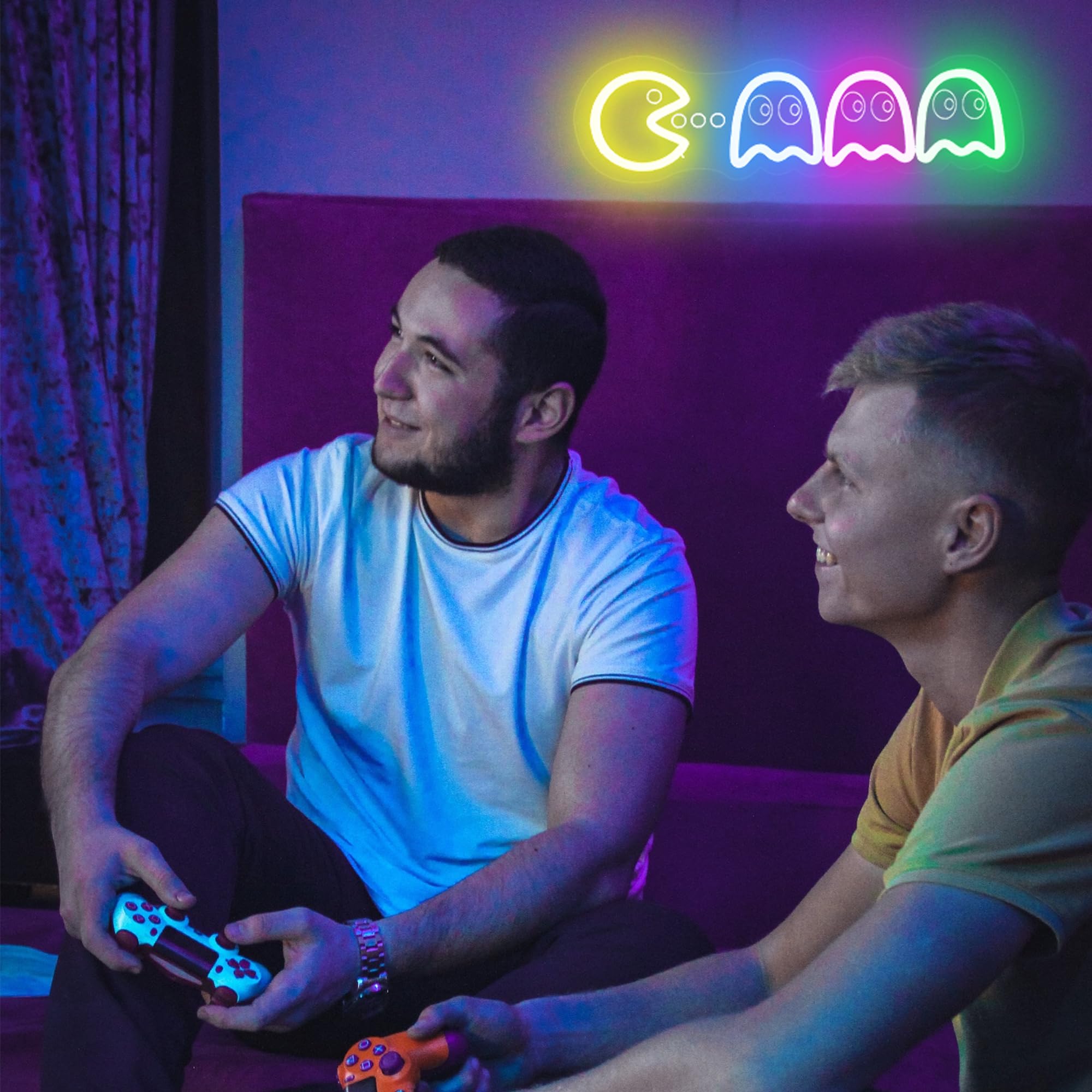 Letrero de neón de arcade, retro 3D Ghost Arcade Game LED Letrero de luz de neón hecho a mano, luz nocturna estética genial para sala de juegos, dormitorio de niños, fiesta de cueva de hombre, regalo
