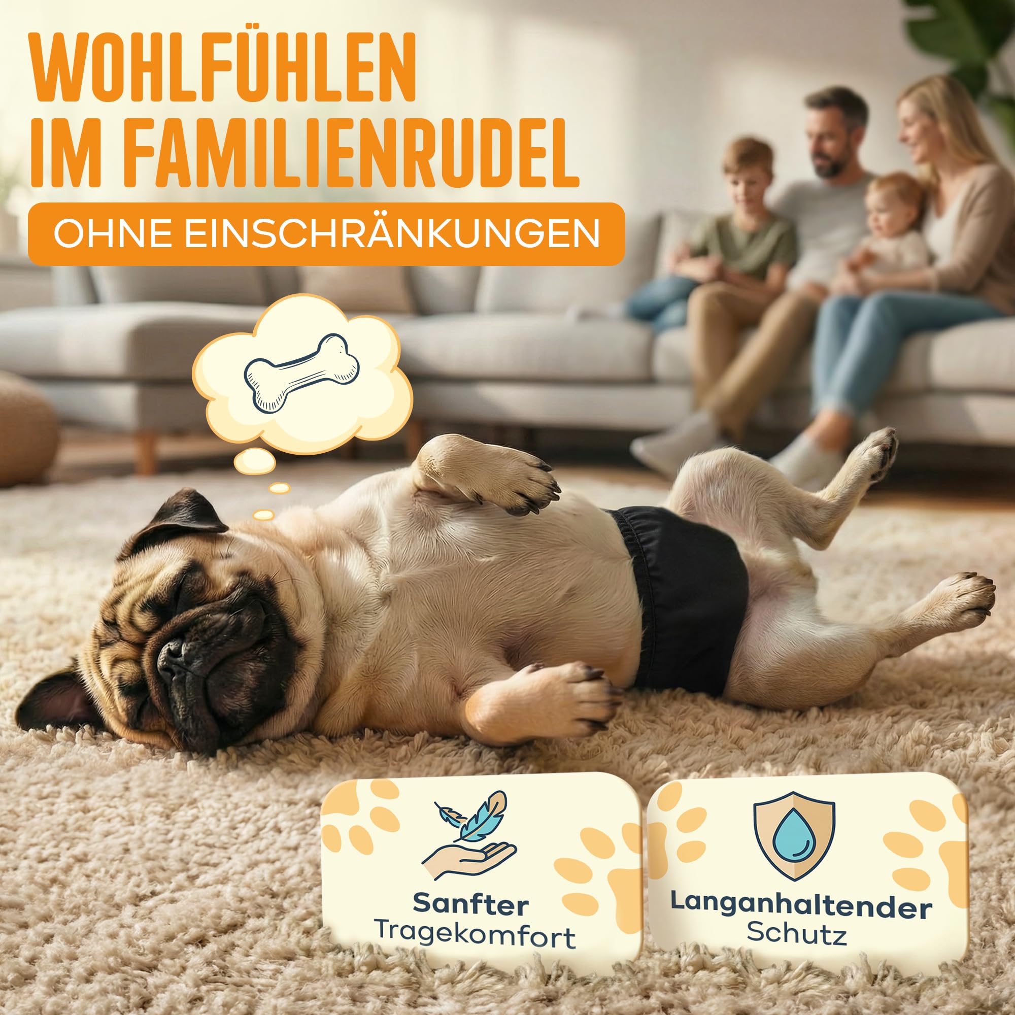 Hundewindeln für Rüden – Wiederverwendbare Windeln für Hunde, hoch absorbierende 5-Lagen Hunde Windeln Rüden, waschmaschinenfest, verstellbar mit Klettverschluss