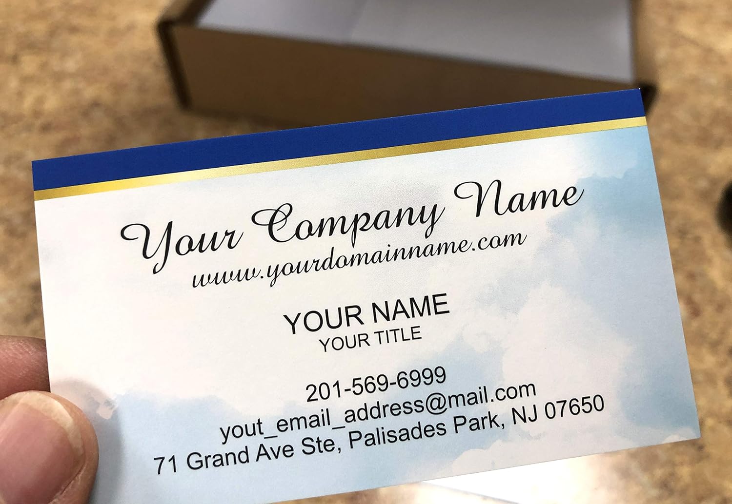 Custom Business Cards 500 Full color - Clouds in the sky theme -(129 lbs. 350gsm-Thick paper), Made in The USA