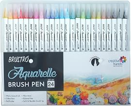 BRUSTRO Aquarelle Brush Pen | Set of 24 | Refillable, Art Markers for Students, Adults, Colouring Pens, Colors, Art Supplies, Paint, Pastel, Doodling, Marker, Drawing, Calligraphy