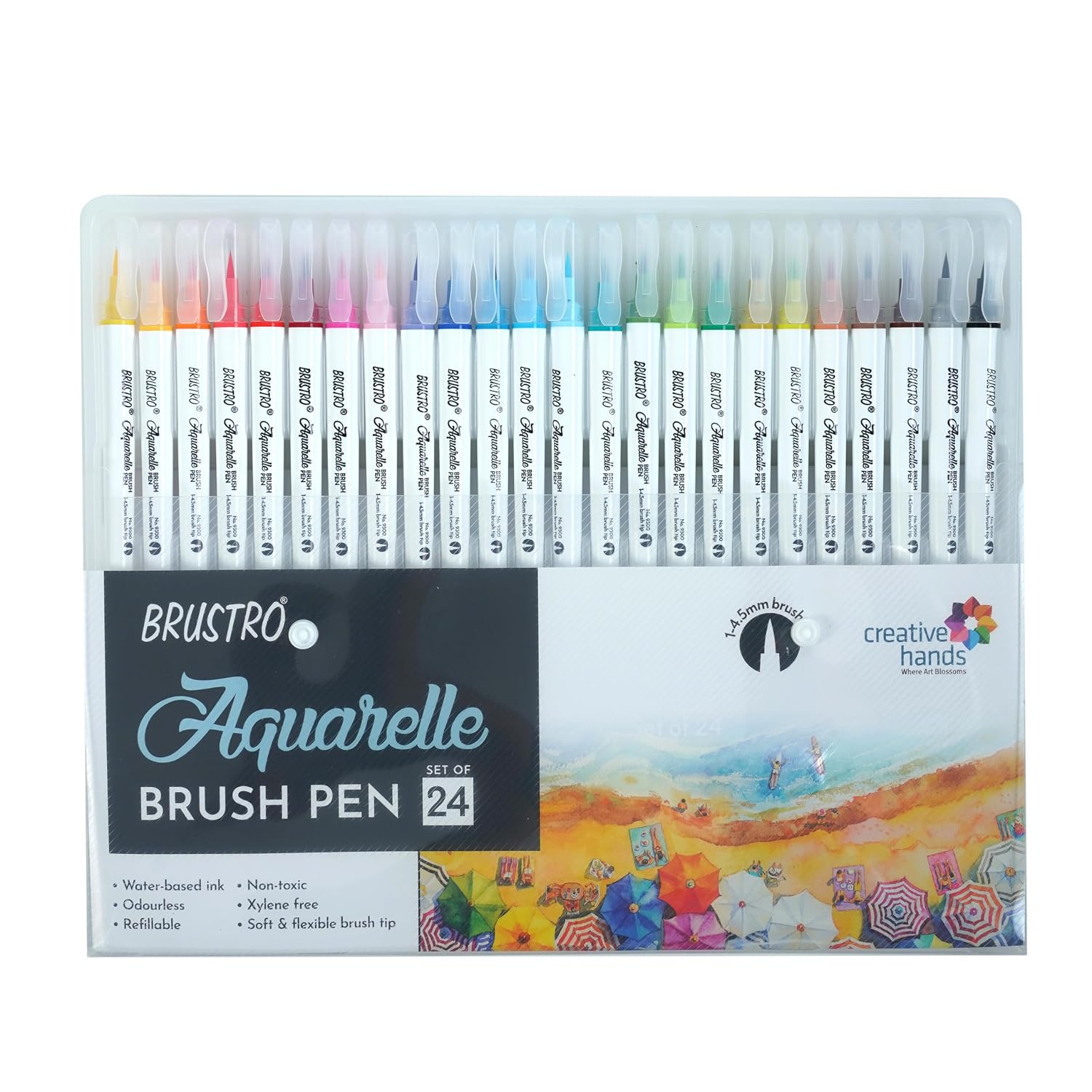 Brustro Aquarelle Brush Pen | Set of 24 | Refillable, Art Markers for Students, Adults, Colouring Pens, Colors, Art Suppli...