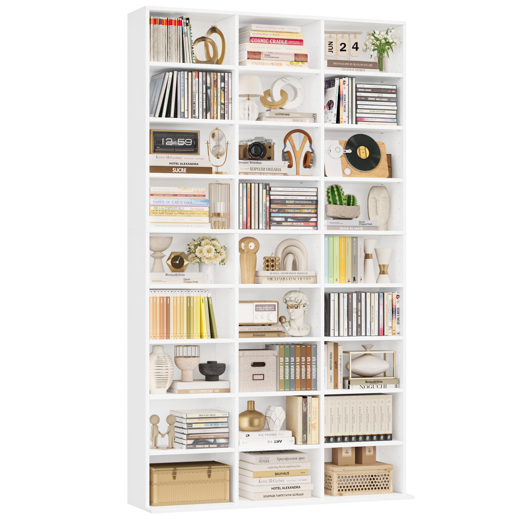FirFurd Bibliothèque 190 cm Bibliotheque Meuble de Rangement avec 27 Étagères Bibliothèques pour Salon Bureau Cuisine Chambre Étagères Réglables 102.5x23.5x190cm
