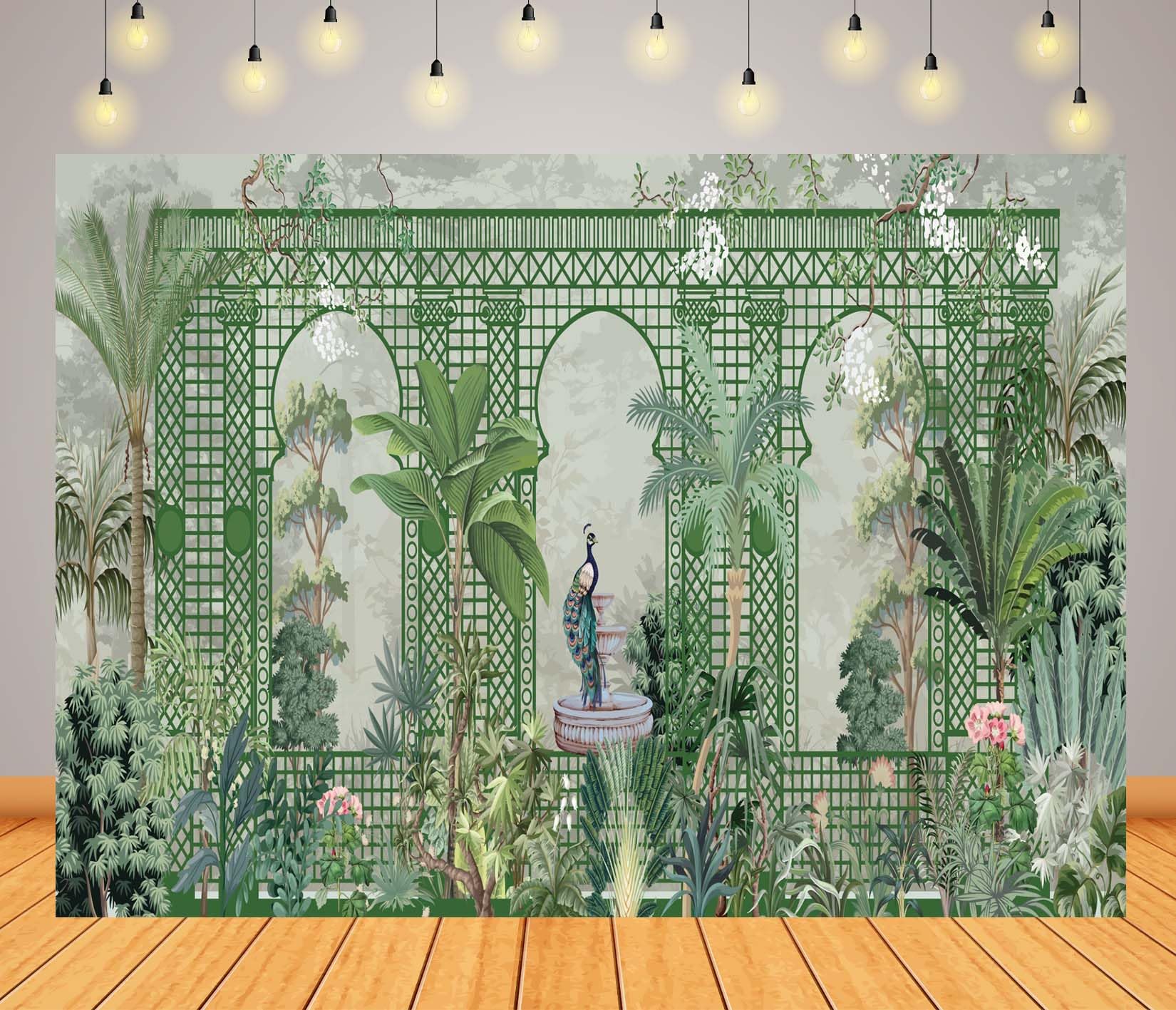 10x6.5FT Giardino Archi Palazzo Verde Sfondo Fotografico