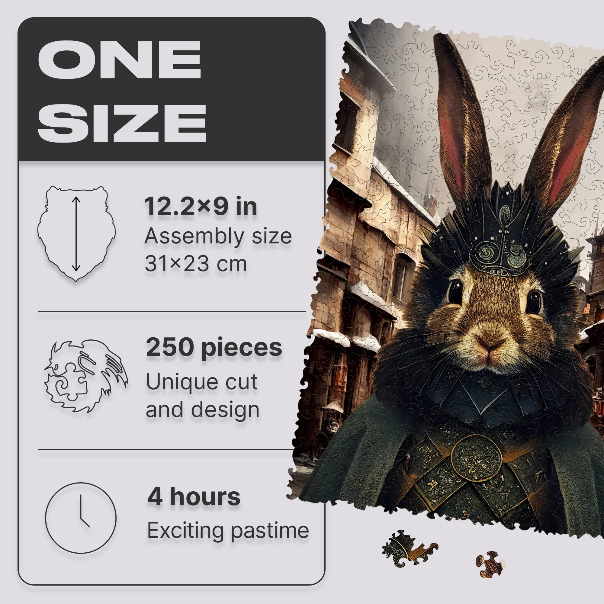 UNIDRAGON Drewniane Puzzle dla Dorosłych - Count Rabbit - 250 Elementów