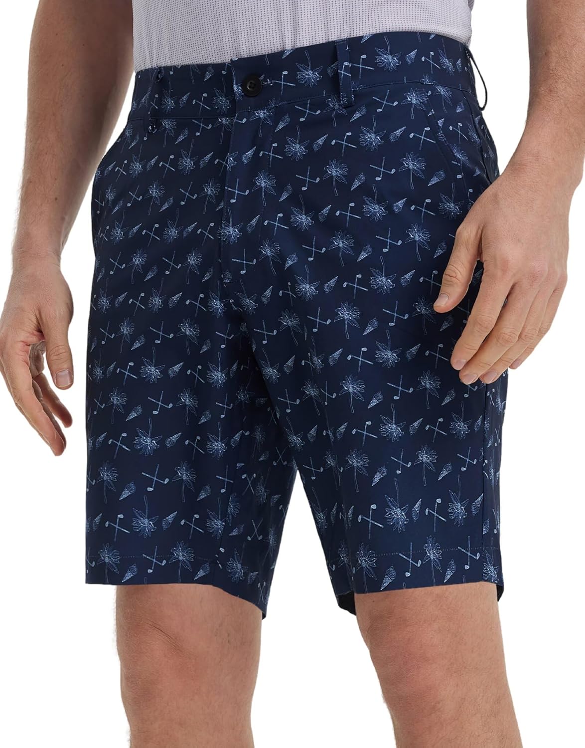 M MAELREG Golf Shorts Men Print Quick Dry 9" Stretch Lightweight Water-Resistant Flex Flat Front Fashion Mens Shorts Casual Dark Navy Hawaii Club 36 Short