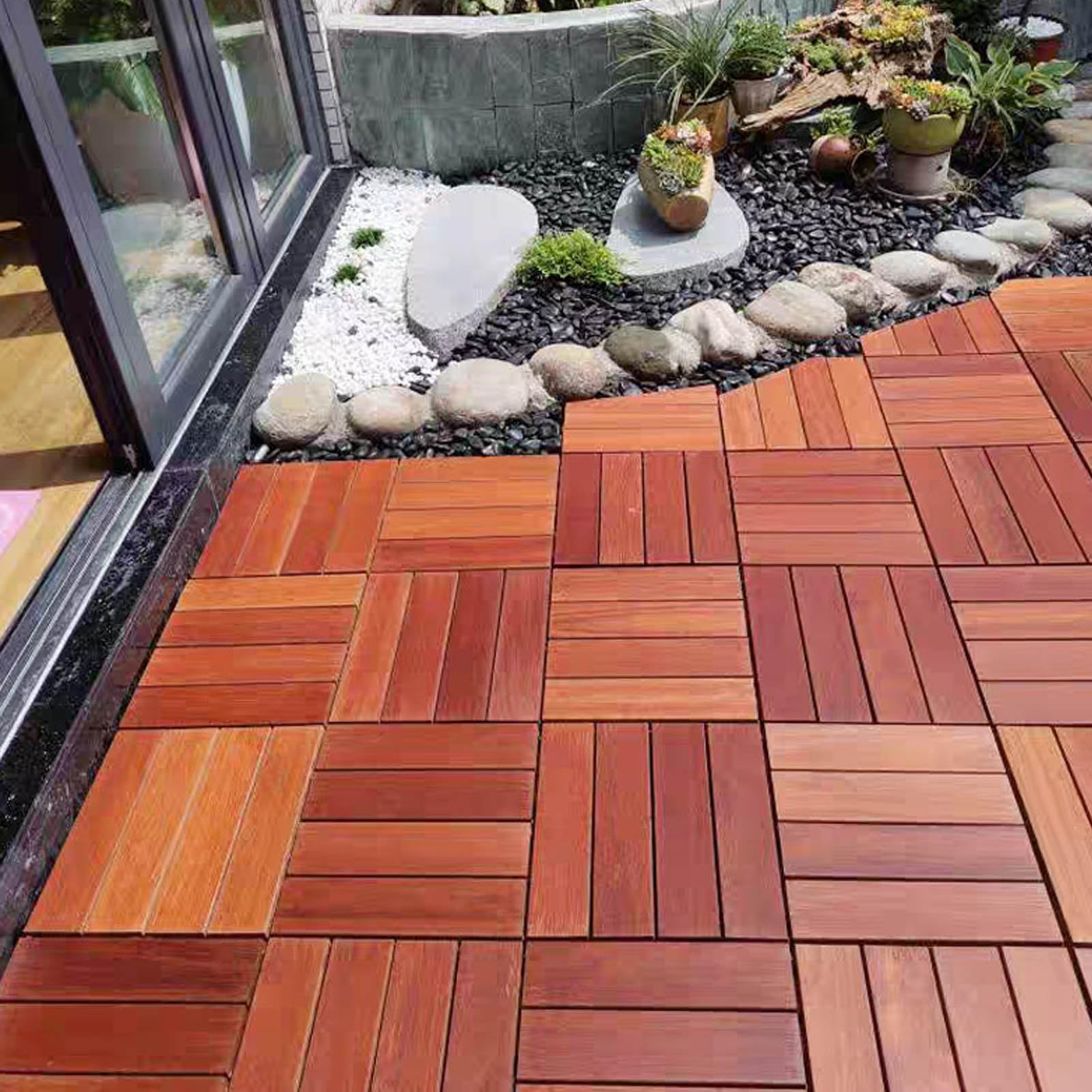 WPC Fliesen 30 x 30 cm Terrassenfliesen Klicksystem Fliese Holzoptik Bodenbelag Klickfliesen Terrasse Balkon 30x30cm 11pcs