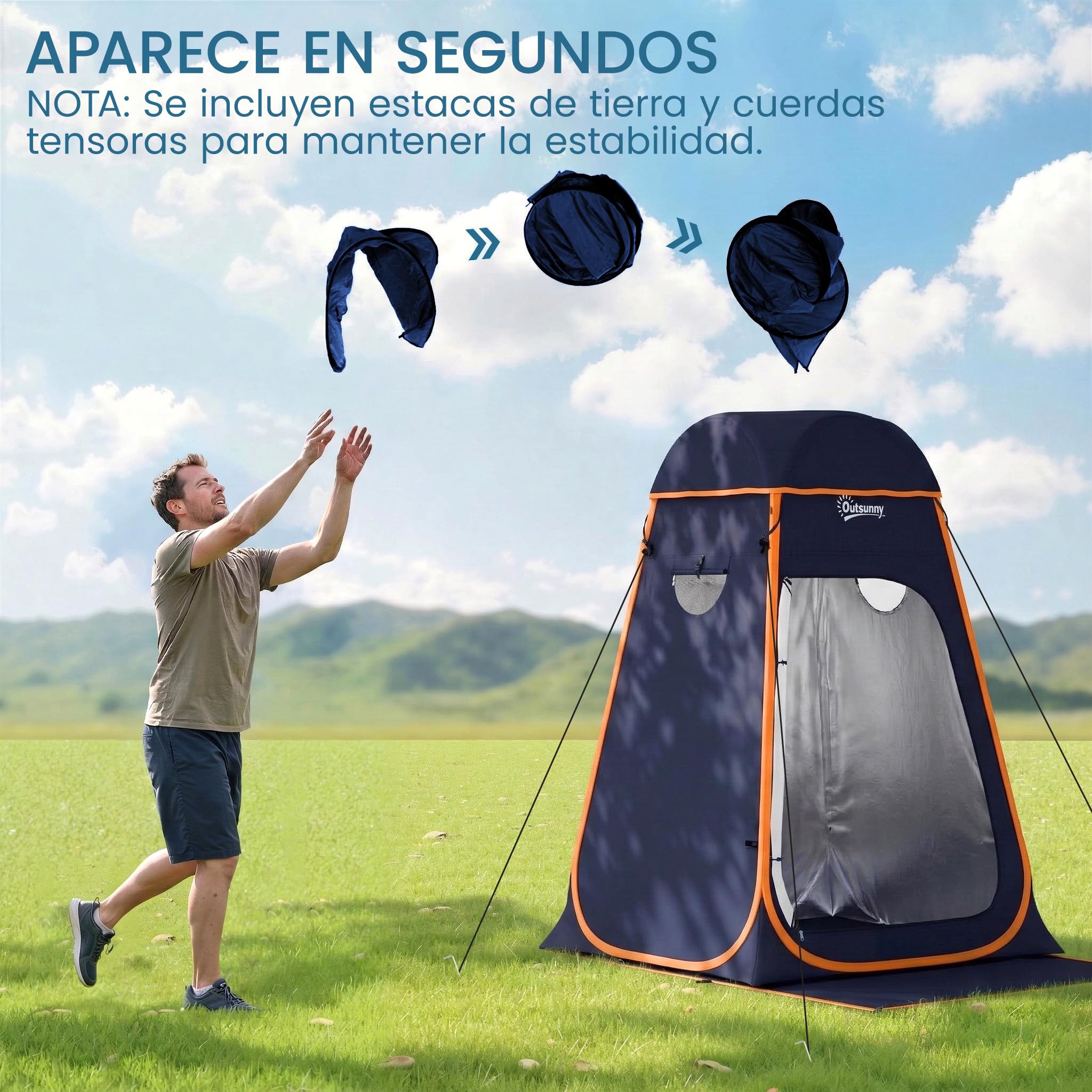 Outsunny Tienda de Campaña Instantánea Pop-Up 152x152x200 cm Azul Oscuro Impermeable 2000mm UV 30+