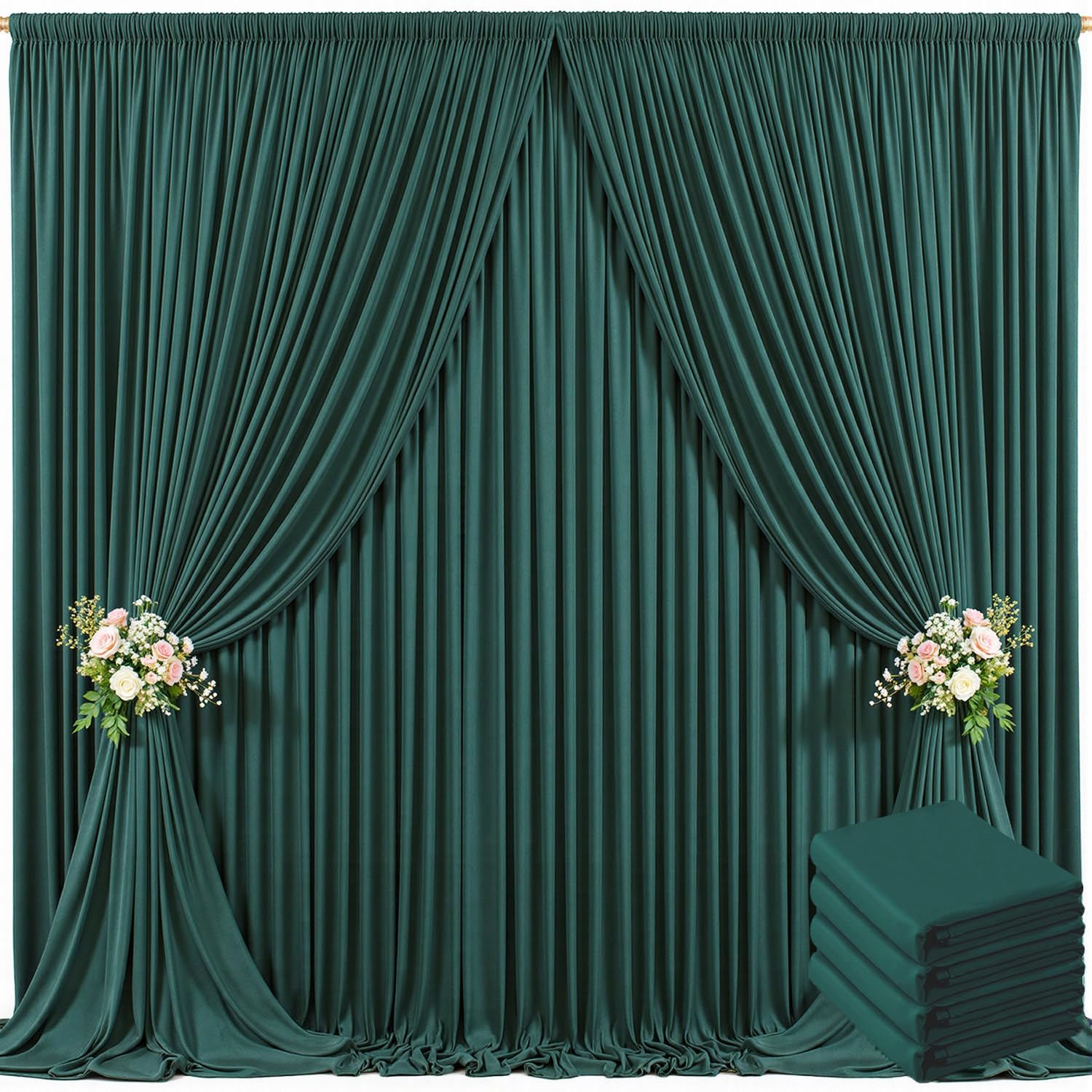 40ft x 10ft Ivory Backdrop Curtain for Wedding Ivory Wrinkle Free Backdrop Drapes Panels for Parties Baby Shower Bridal Shower Birthday Photo Photography Polyester Fabric Background Decoration — view 58