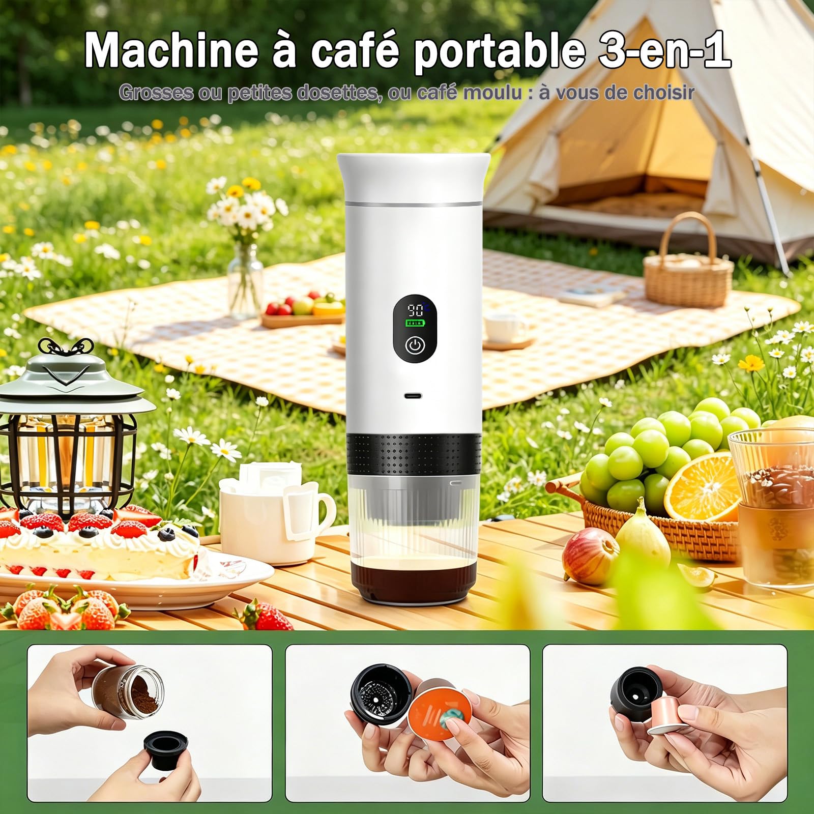 Macchina per caffè portatile, adatta per casa, viaggi, campeggio, auto