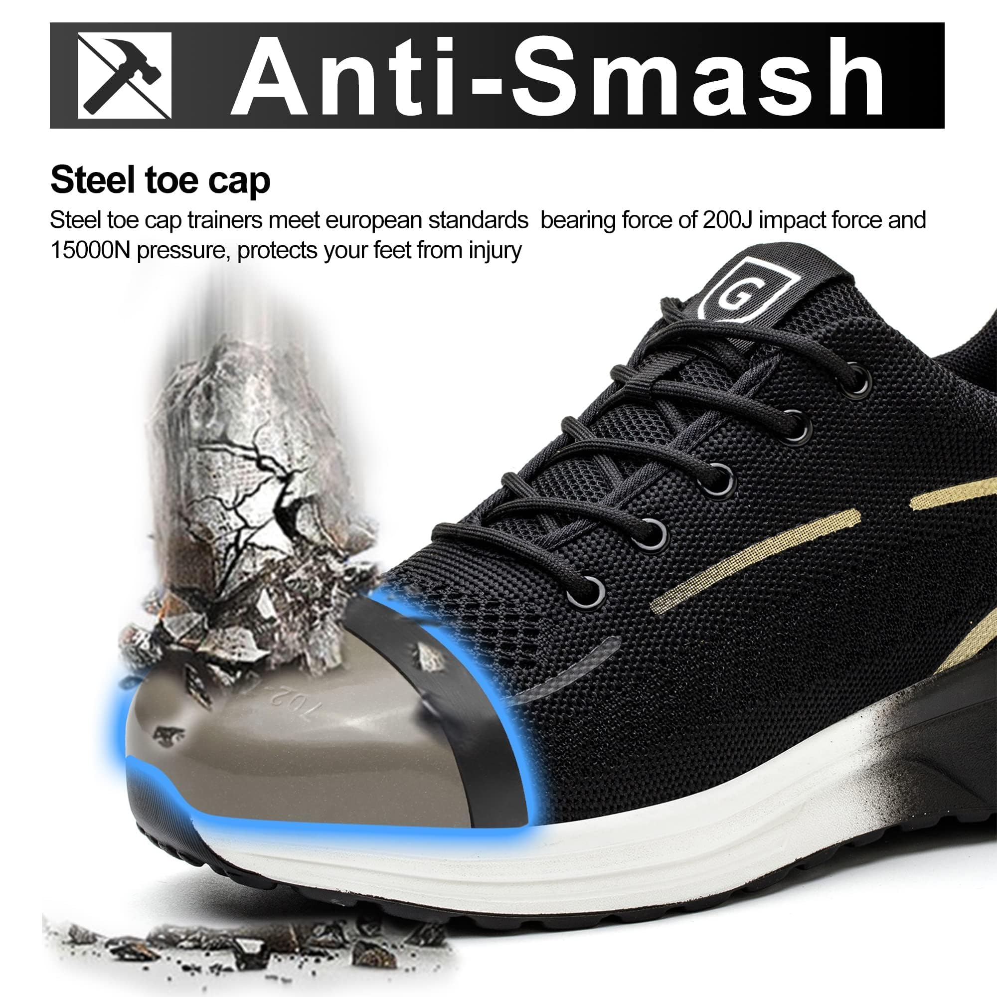 Scarpe Antinfortunistiche Uomo Scarpe da Lavoro Donna Leggere Traspiranti Sneakers con Punta in Acciaio Antiscivolo Sportive Sicurezza Scarpe