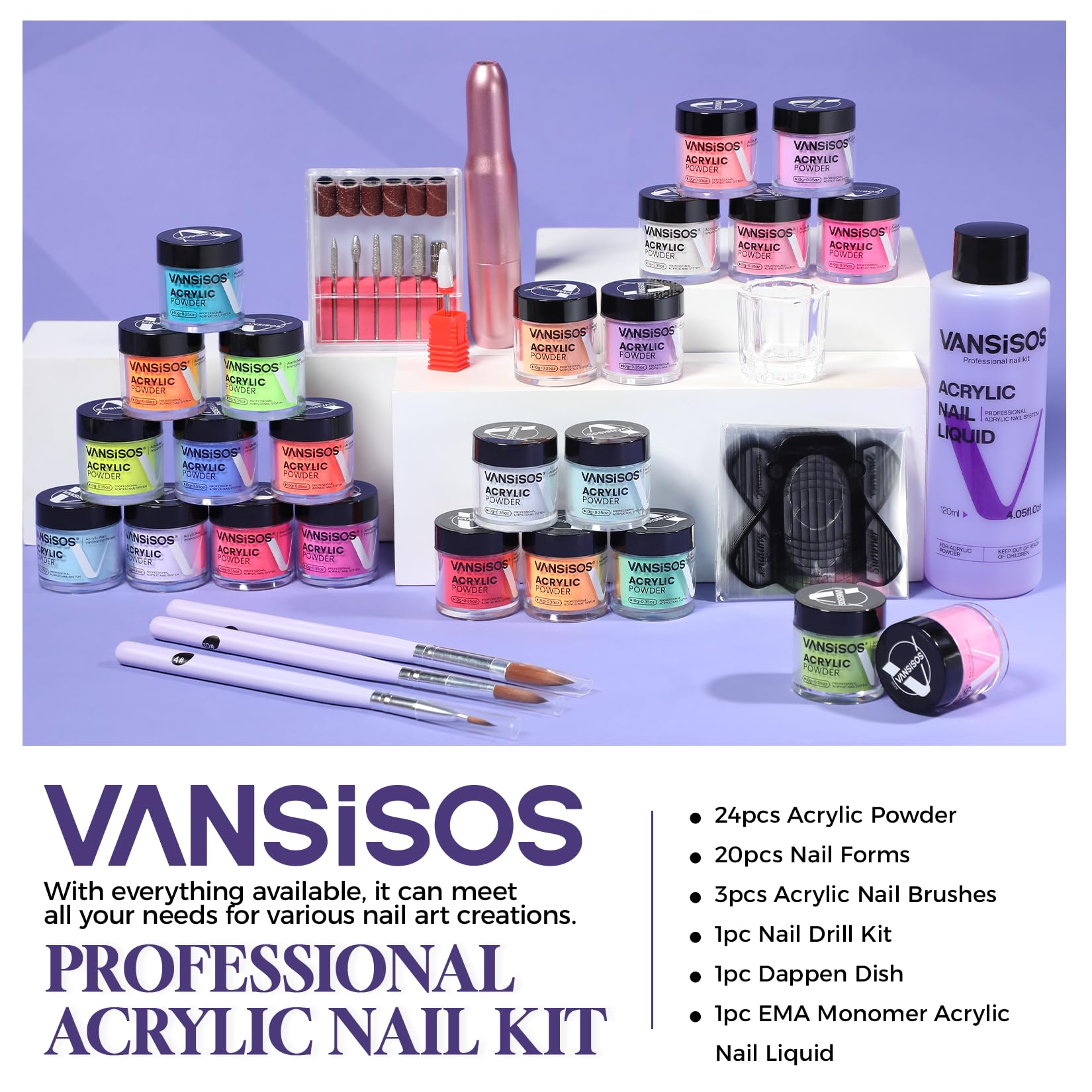 Amazon.com: VANSISOS Acrylic Nail Kit for Beginner: Complete Set