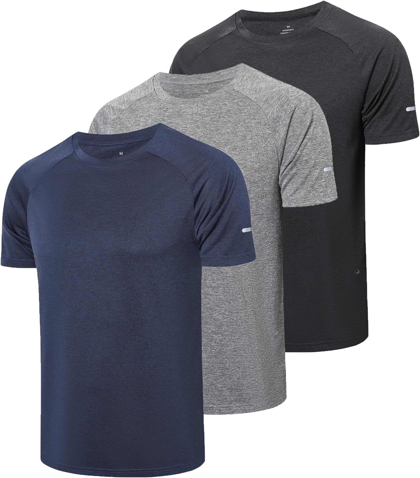 Gaiatiger1/3 Pack Mens T-Shirts Quick Dry Short Sleeve Tops Moisture Wicking Active Athletic Running Work Shirts