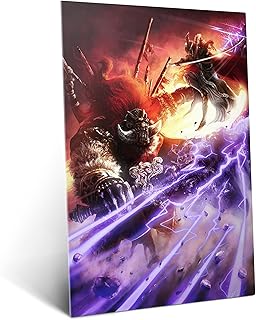 Metal Poster Elden Ring - Lands Between - Malenia against Radahn - Gamer Aesthetics - Collectible Gift - Premium Decorations Wall Art Decor Gifts Movie Posters - 12.6x17.7 in