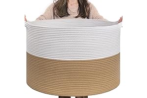 INDRESSME XXXLarge Woven Jute Rope Baby Laundry Storage Basket for Blankets Toys