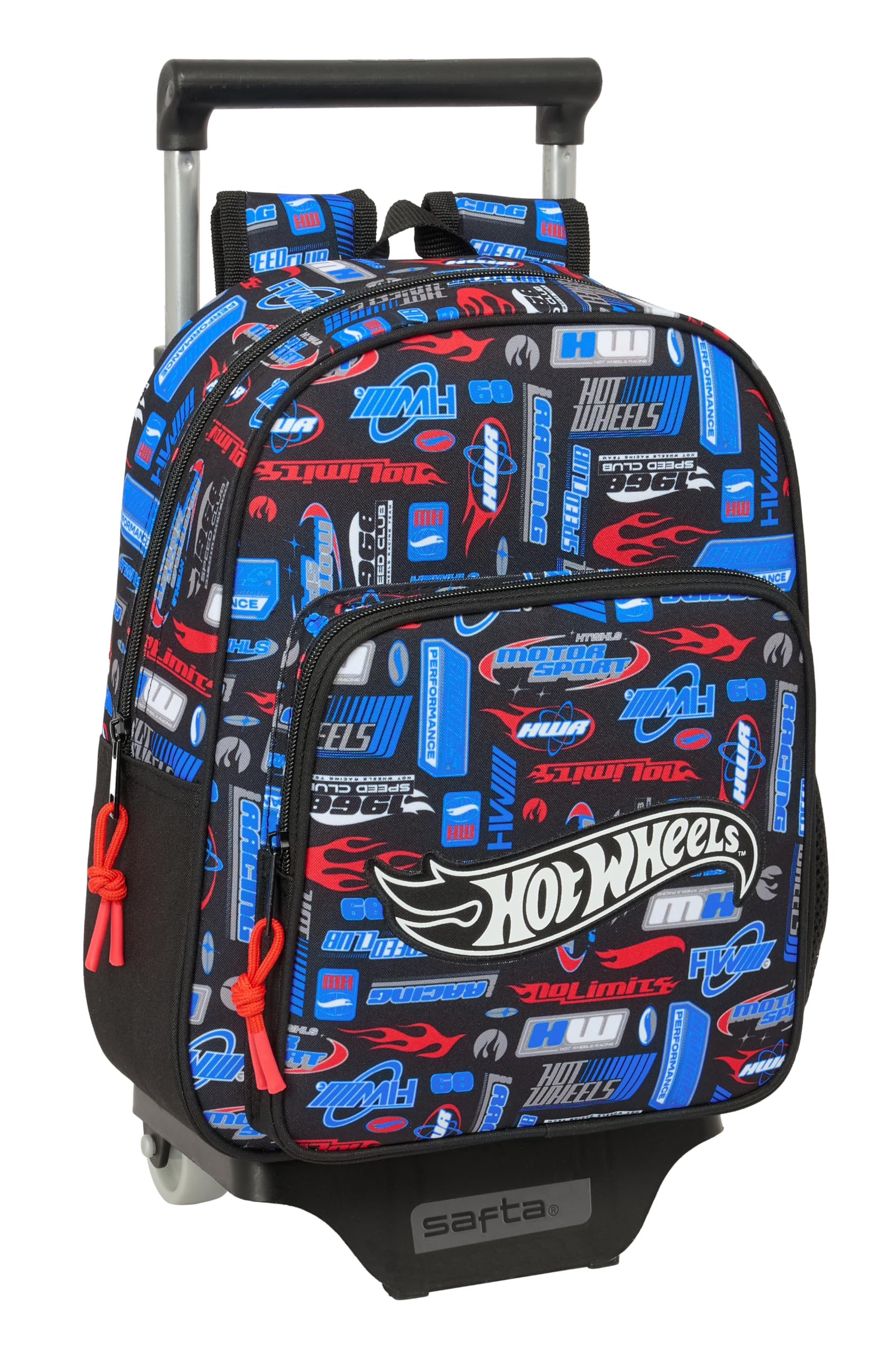Safta HOT WHEELS – Children's Backpack with Trolley 705, Ideal for Children of Different Ages, Comfortable and Versatile, Quality and Resistance, 27 x 10 x 33 cm, multicoloured, M, Casual