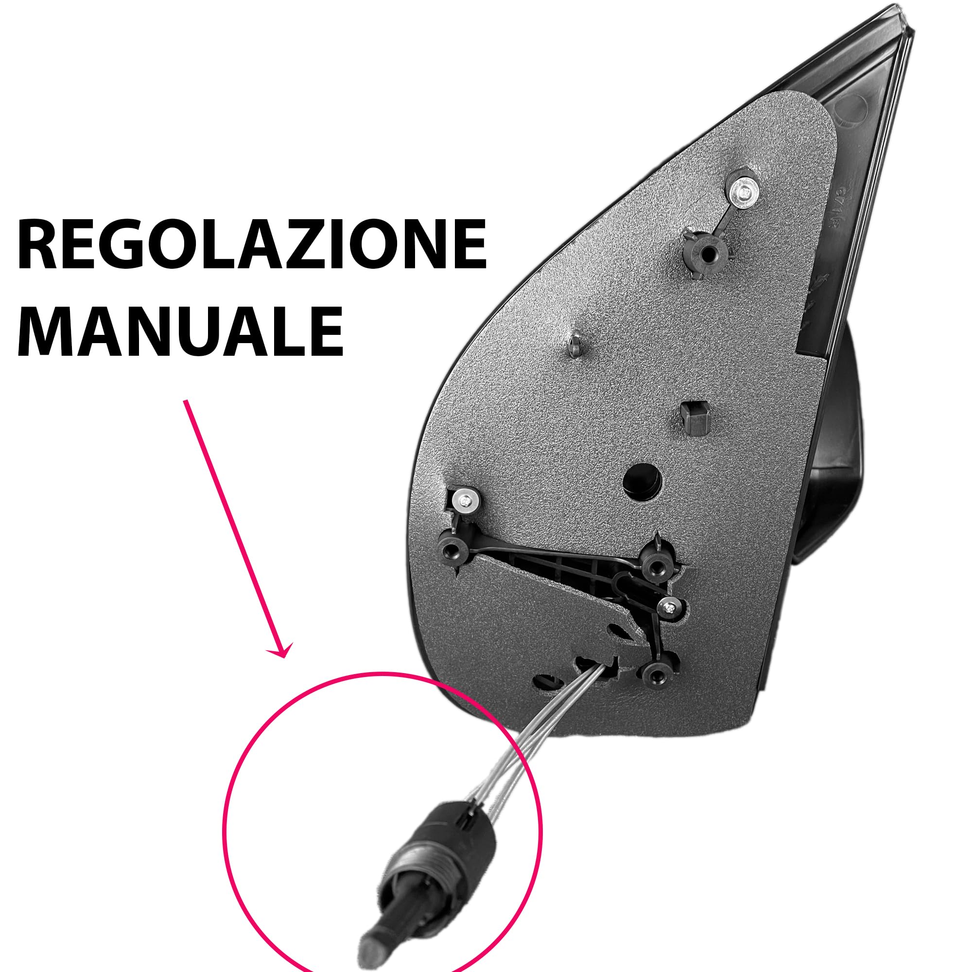Specchietto Retrovisore Esterno Nero compatibile con FIAT PANDA 2012>. (MANUALE). Vetro cromato e convesso senza riscaldamento. Calotta nera (DESTRO)
