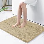 OLANLY Luxury Chenille Bath Mat,Extra Soft Fluffy and Absorbent Bathroom Mat, Non-Slip Plush Thick Bathroom Carpet, Machine Wash Dry, Bath Rug for Bathroom Floor, Tub and Shower, 24" x 16", Grey