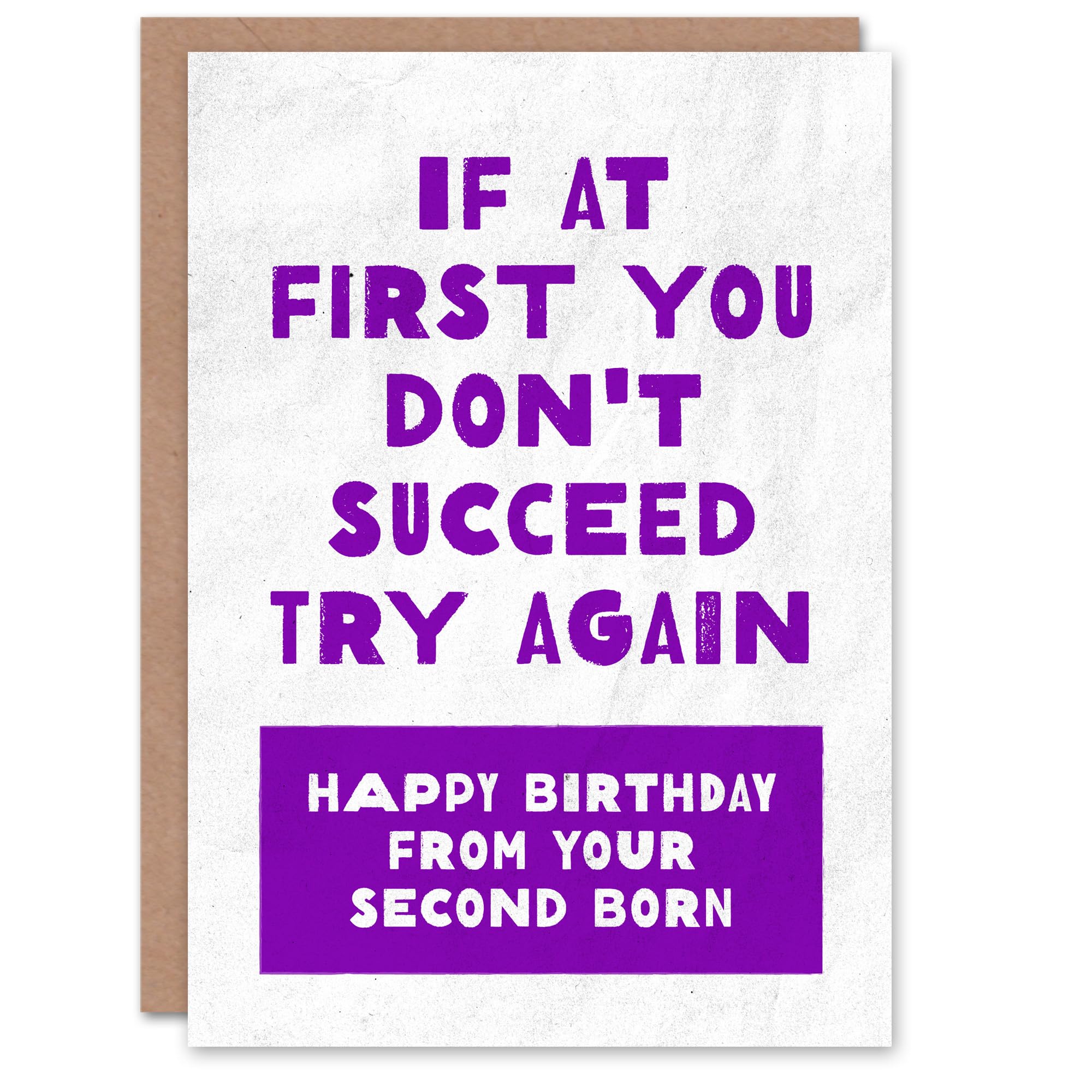 Artery8 If At First Don't Succeed From Second Born Funny Birthday Card