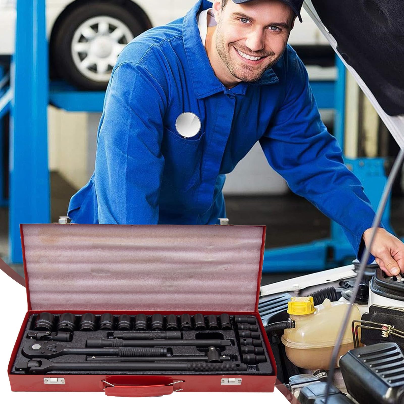 Kit Strumenti Per Veicoli Set Di Attrezzi Automobilistico 24 Pezzi | Chiave Portatile Pesante Per Strada Moto Campeggio Viaggio Pneumatici