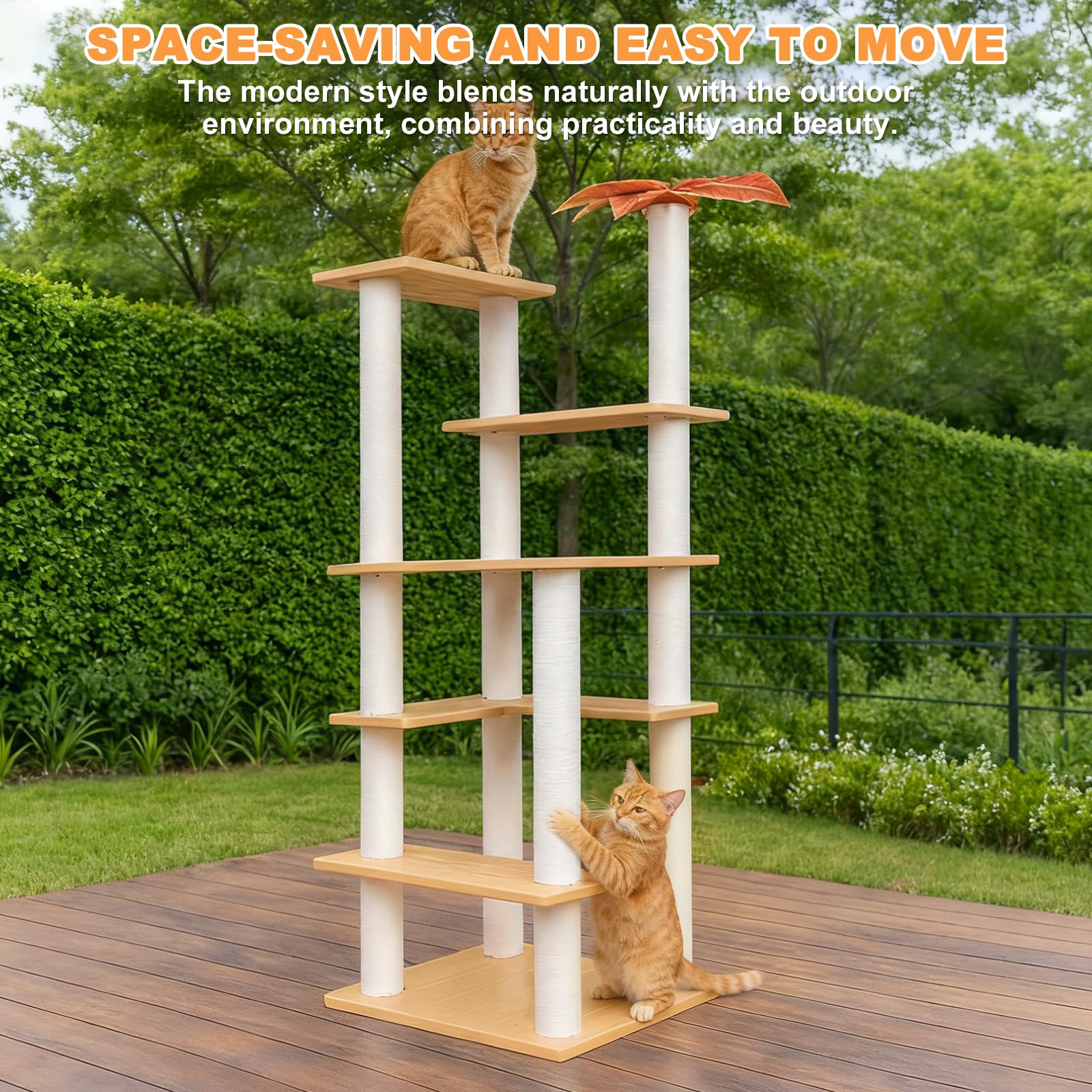 Albero tiragraffi alto per gatti da esterno e interno, resistente alle intemperie, grande torre per gatti da esterno con tiragraffi
