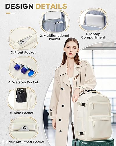 Vista 383 de VECAVE Mochila de viaje para laptop, mochila aprobada para vuelos,Mochila deportiva para universidad casual, E-peacockblue, Mochila para laptop