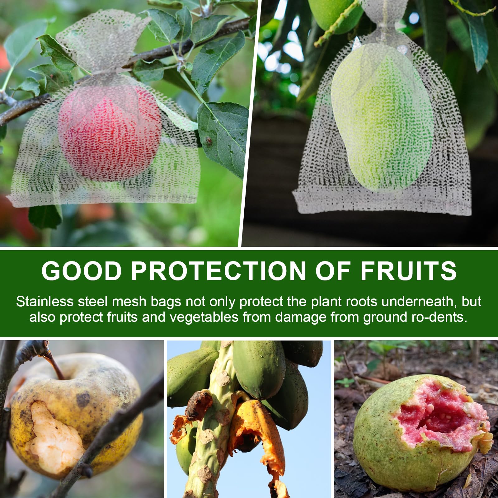 Paquete de 12 cestas de alambre Go-pher y V-ole de 15 galones x 12, cestas de 15 galones para raíces subterráneas de plantas grandes
