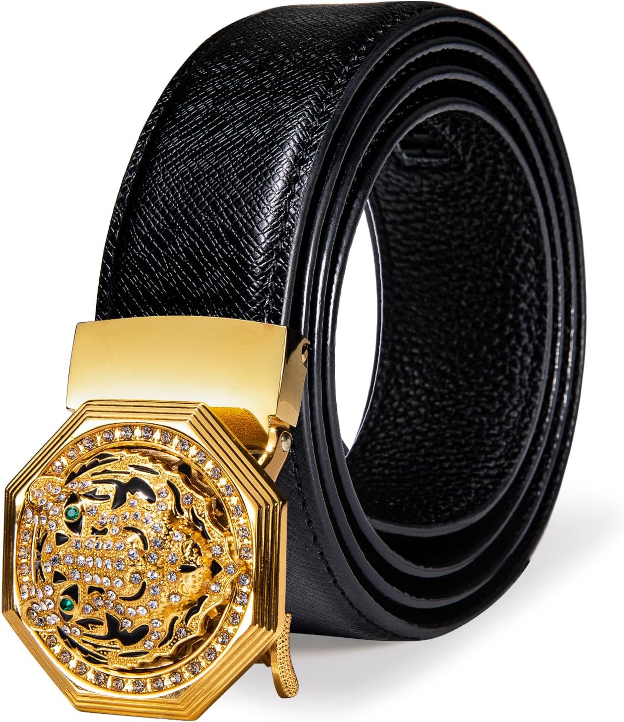 Dubulle Men's Ratchet Belt Gold/Black/Red/Green/Blue/White Automatic Buckle Business Casual Belt Gift - Adjustable Fit