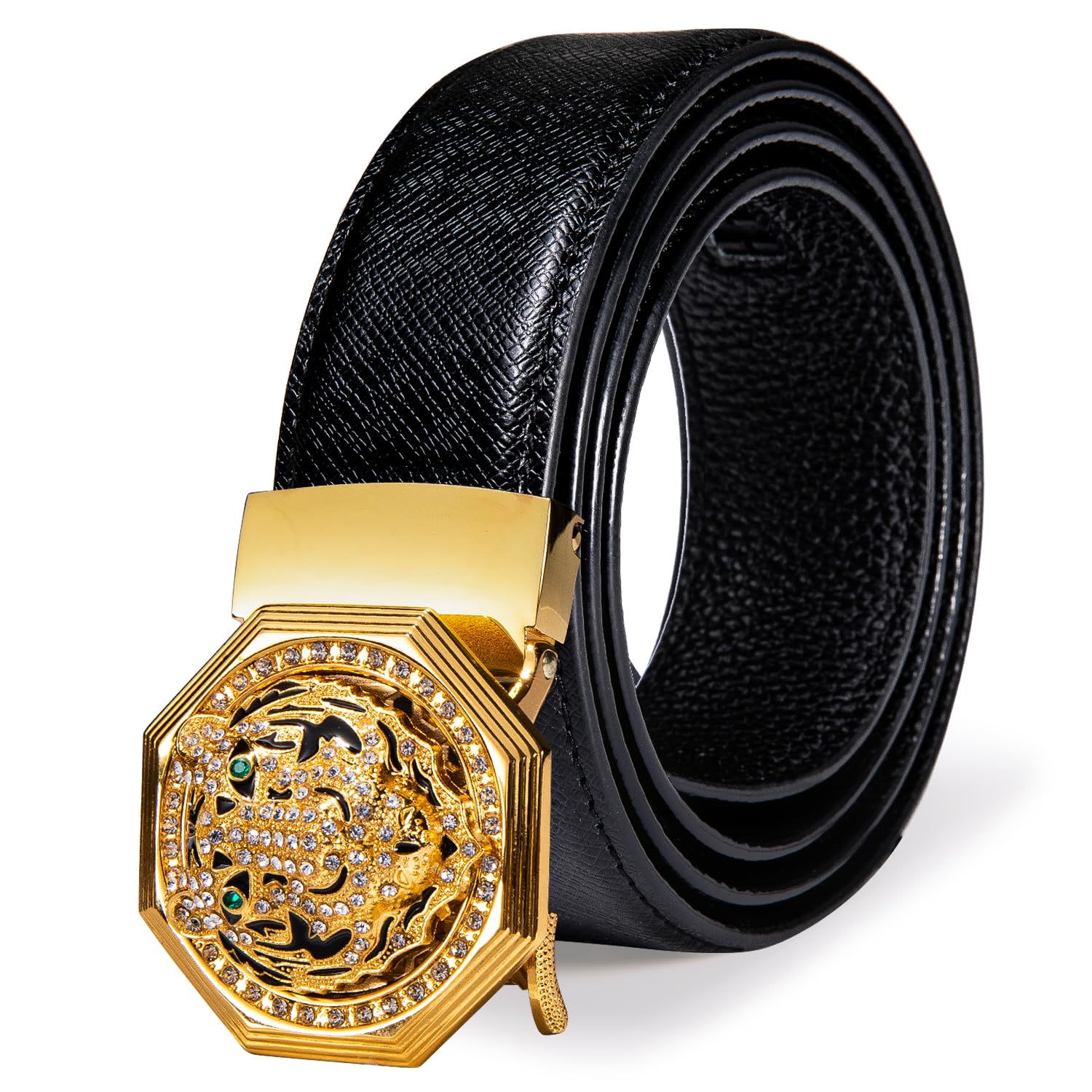 DubulleMen's Ratchet Belt Gold/Black/Red/Green/Blue/White Automatic Buckle Business Casual Belt Gift - Adjustable Fit