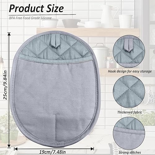 Miniatura 9 de Juego de 2 soportes de silicona para ollas con bolsillos, antideslizantes, acanalados, para cocinas, almohadillas calientes resistentes al calor y