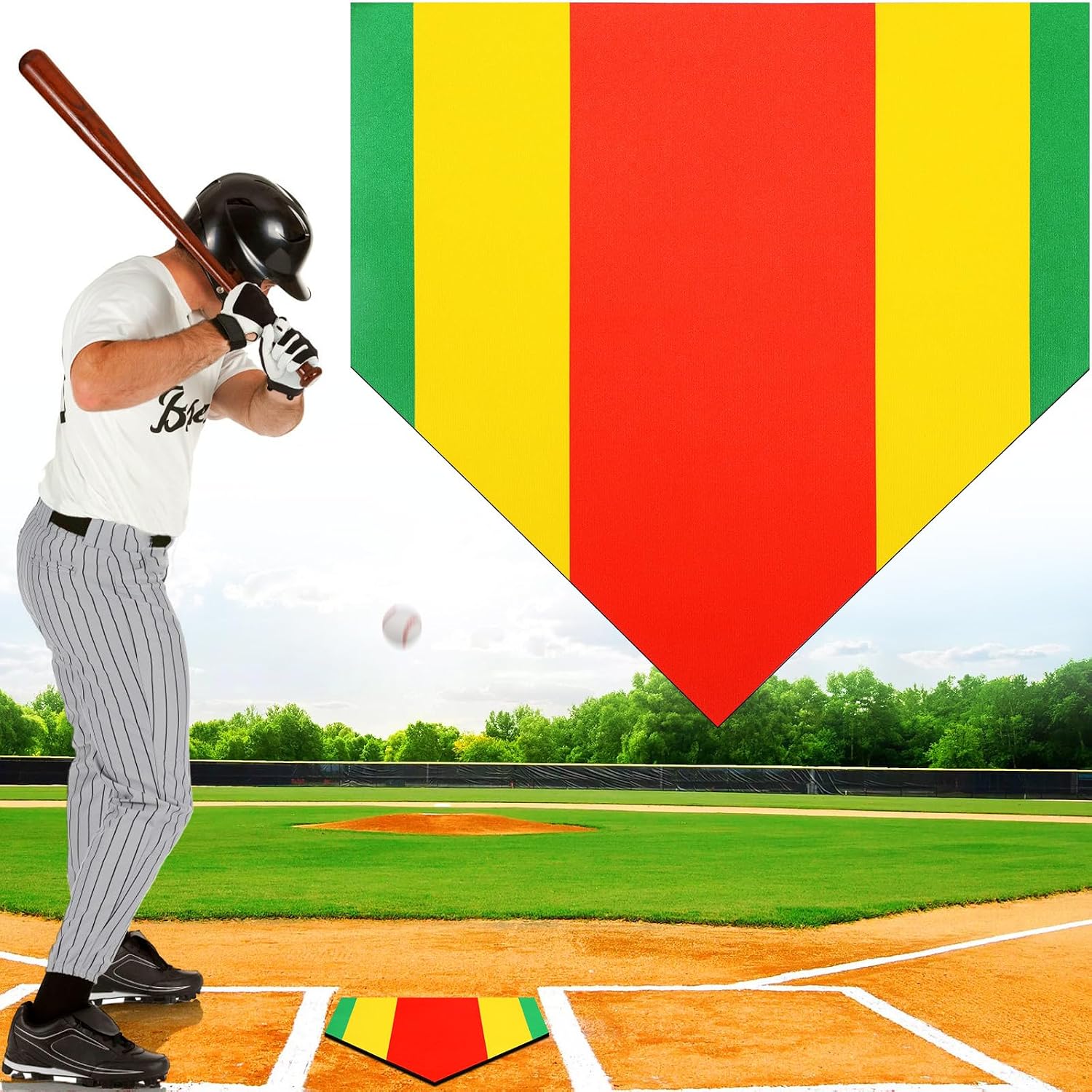 TOBWOLF Baseball & Softball Home Plate, Colored Blended Non-Slip Mat for Pitching & Hitting Practice, 17” Official Size Throw Down Plates for Yard, Field