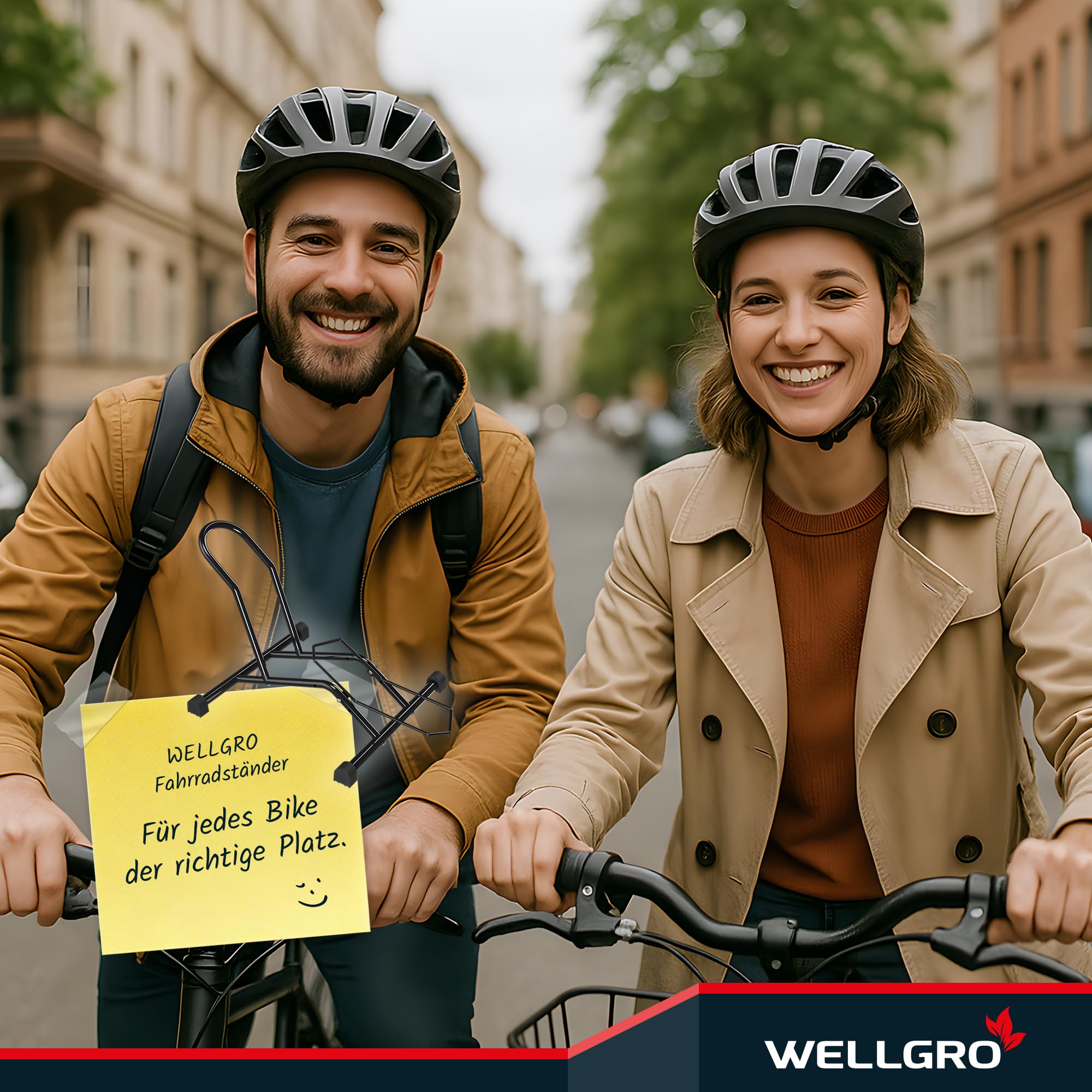 WELLGRO Fahrradständer Boden erweiterbar – Universal Fahrrad Ständer für Mountainbike, Rennrad & Fatbike – Robuster Radständer Stahl für Garage, Keller & Außenbereich – Schwarz (Für 3 Fahrräder)