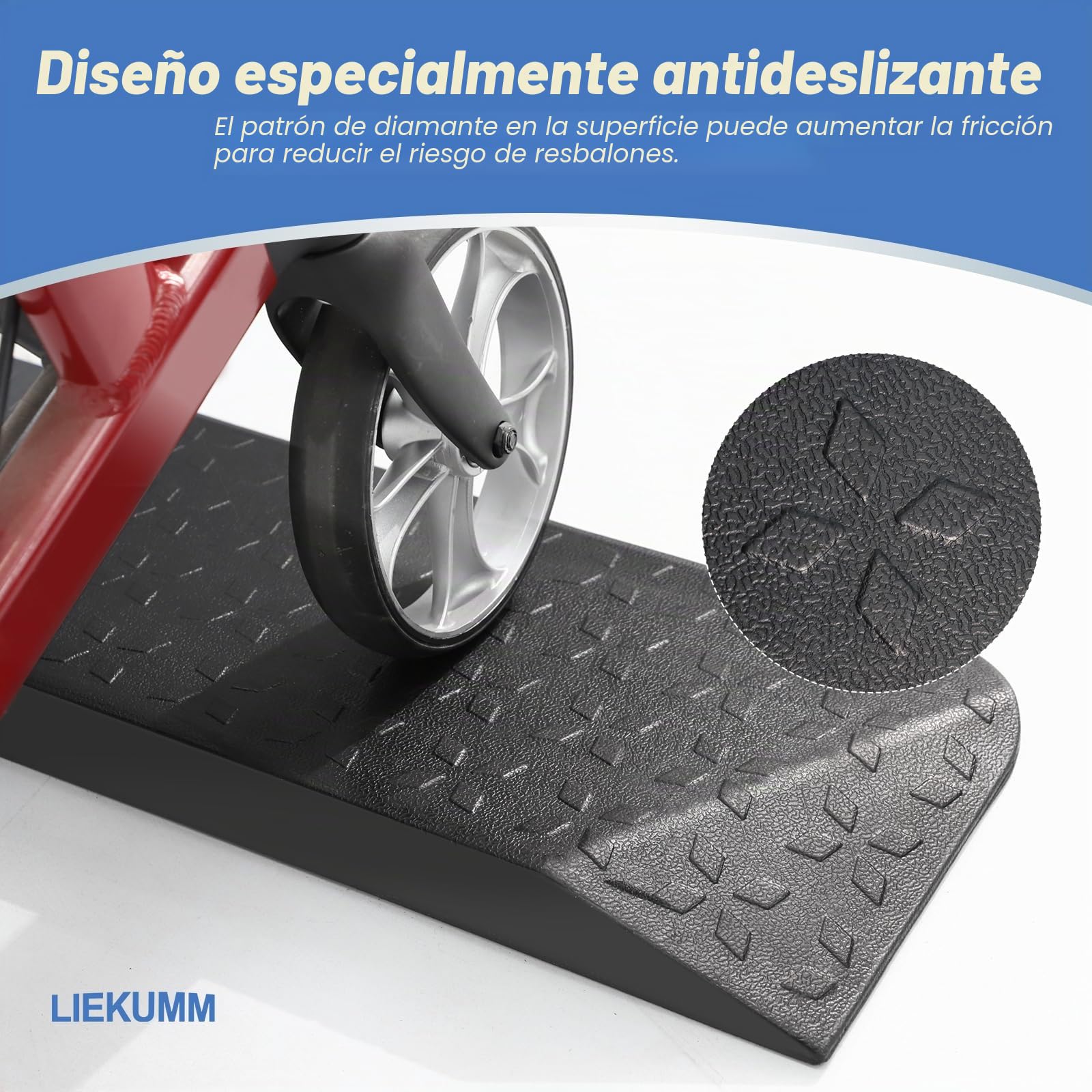 LIEKUMM Rampa de goma de 3,8 cm de altura, rampa antideslizante para silla de ruedas con diseño de estrella polar, capacidad de carga de 1000 kg, rampa para puertas, escalones, aceras