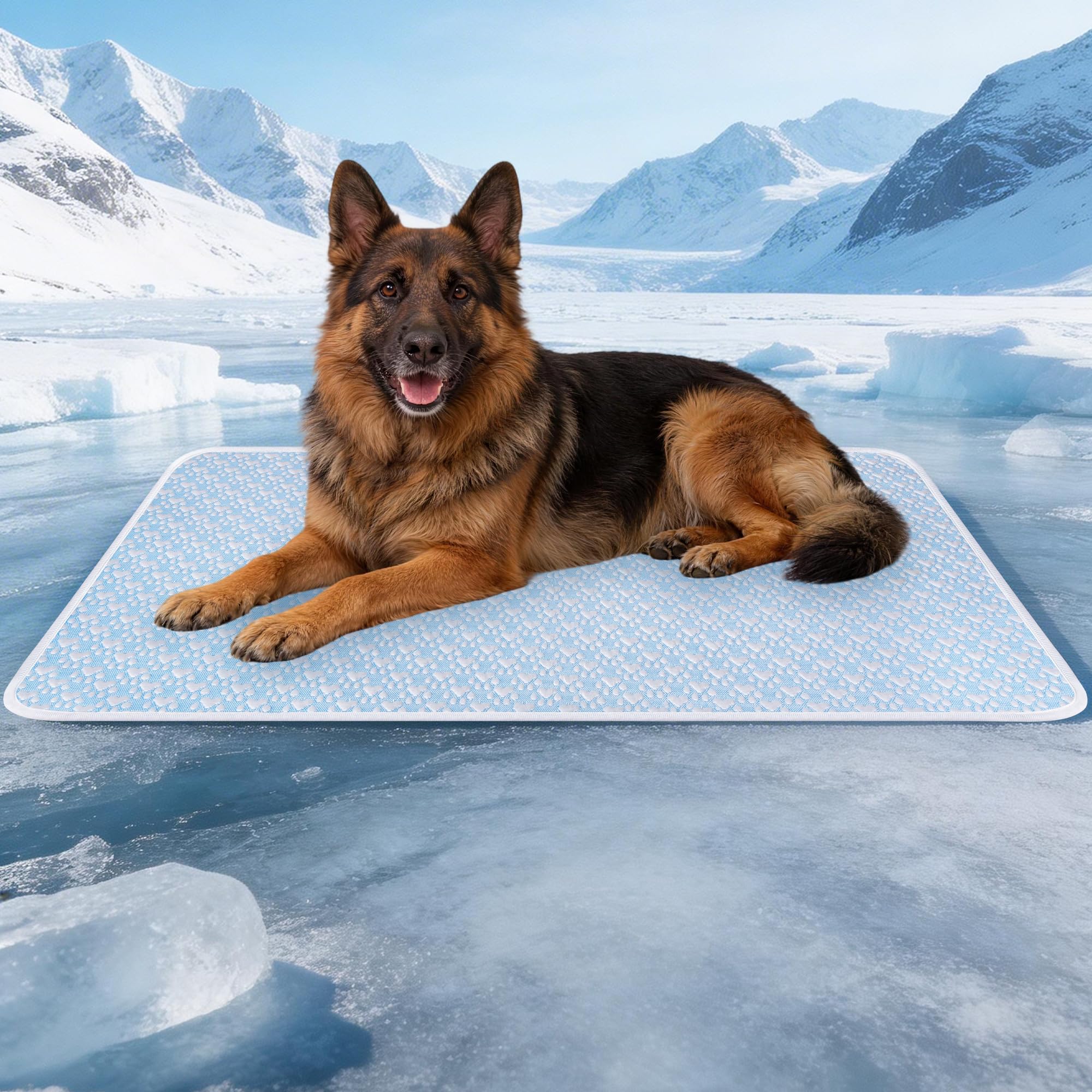 Kühlmatte Hund Katze, kühldecke Hund Katze ohne Gel hundekühlmatte selbstkühlend Waschbares Sommer kühlende Decke kühlkissen kühlbett Bett für zu Hause, im Freien, im Auto, hellblau 71 * 101cm