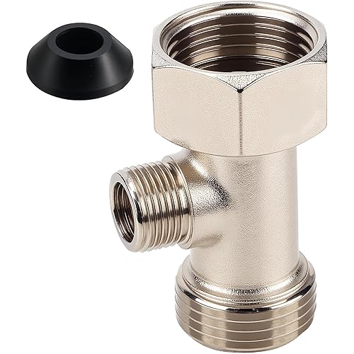 Bidet T Adapter, 3 Way 7/8"x7/8"x3/8" Valve Hose Fitting with Gasket for Shower Head Diverter Sprayer Faucet, T Valve Toilet Faucet Hose Splitter Bidet Attachment for Home