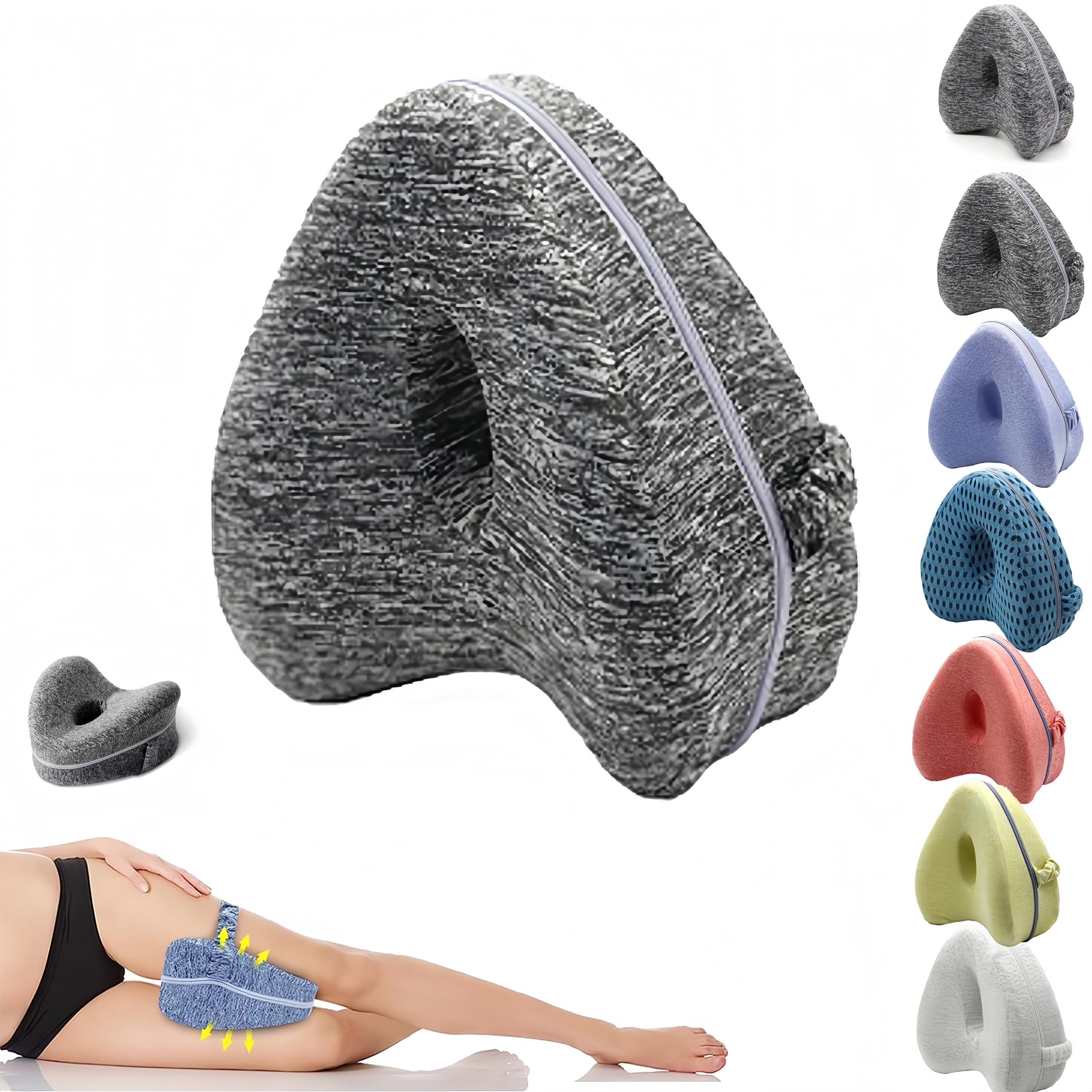 ACGarden Leg Pillow for Side Sleepers Memory Foam Knee Pillow with Elastic Strap Contoured Leg Cushion for Hip