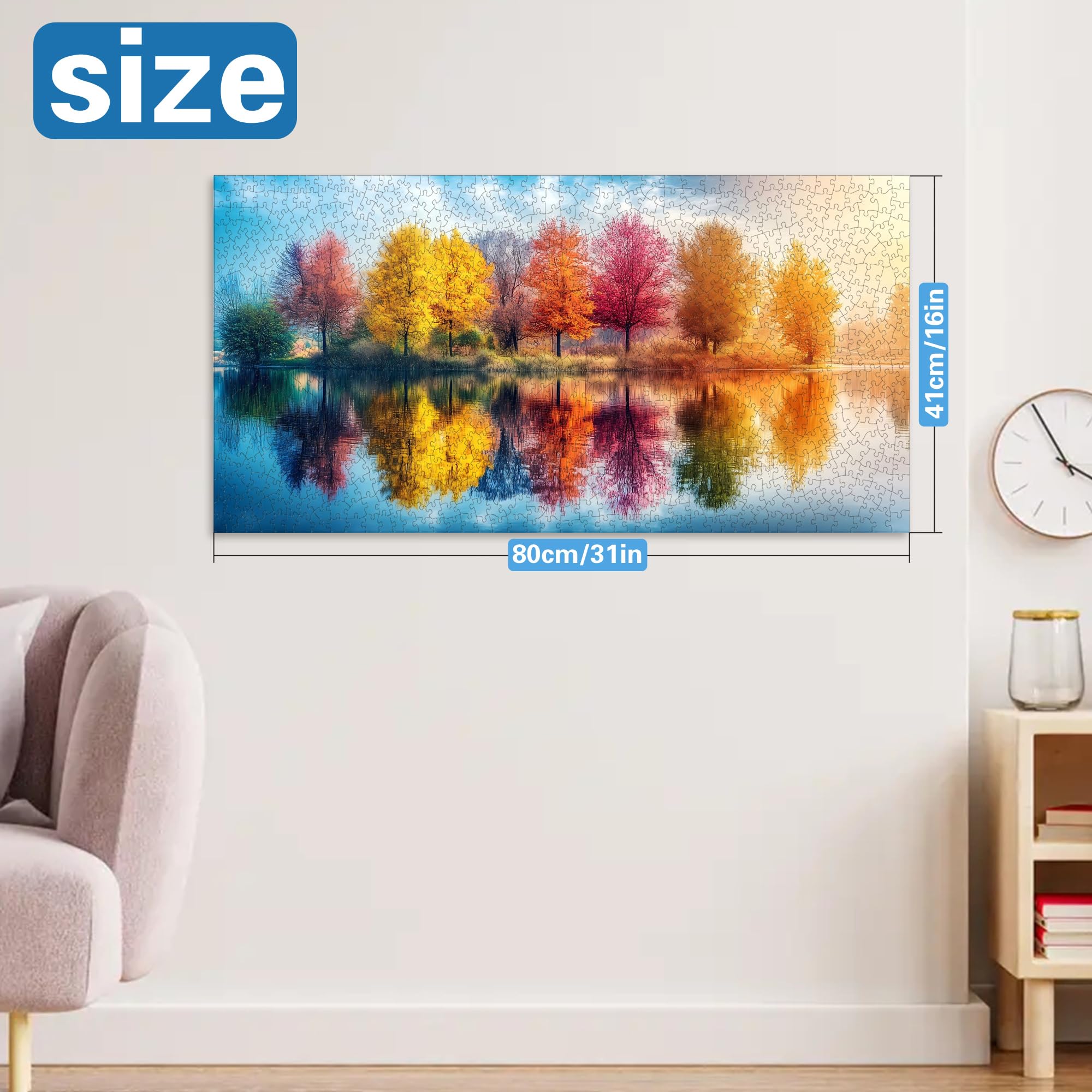 Pavemlo Puzzle 1000 Pezzi per Adulti Alberi Colorati - Forma Speciale Puzzle classici | Impossibile Puzzles | Decorazione Murale Unica (41x80cm) | Regalo Originale per Amanti dei Puzzle - 4