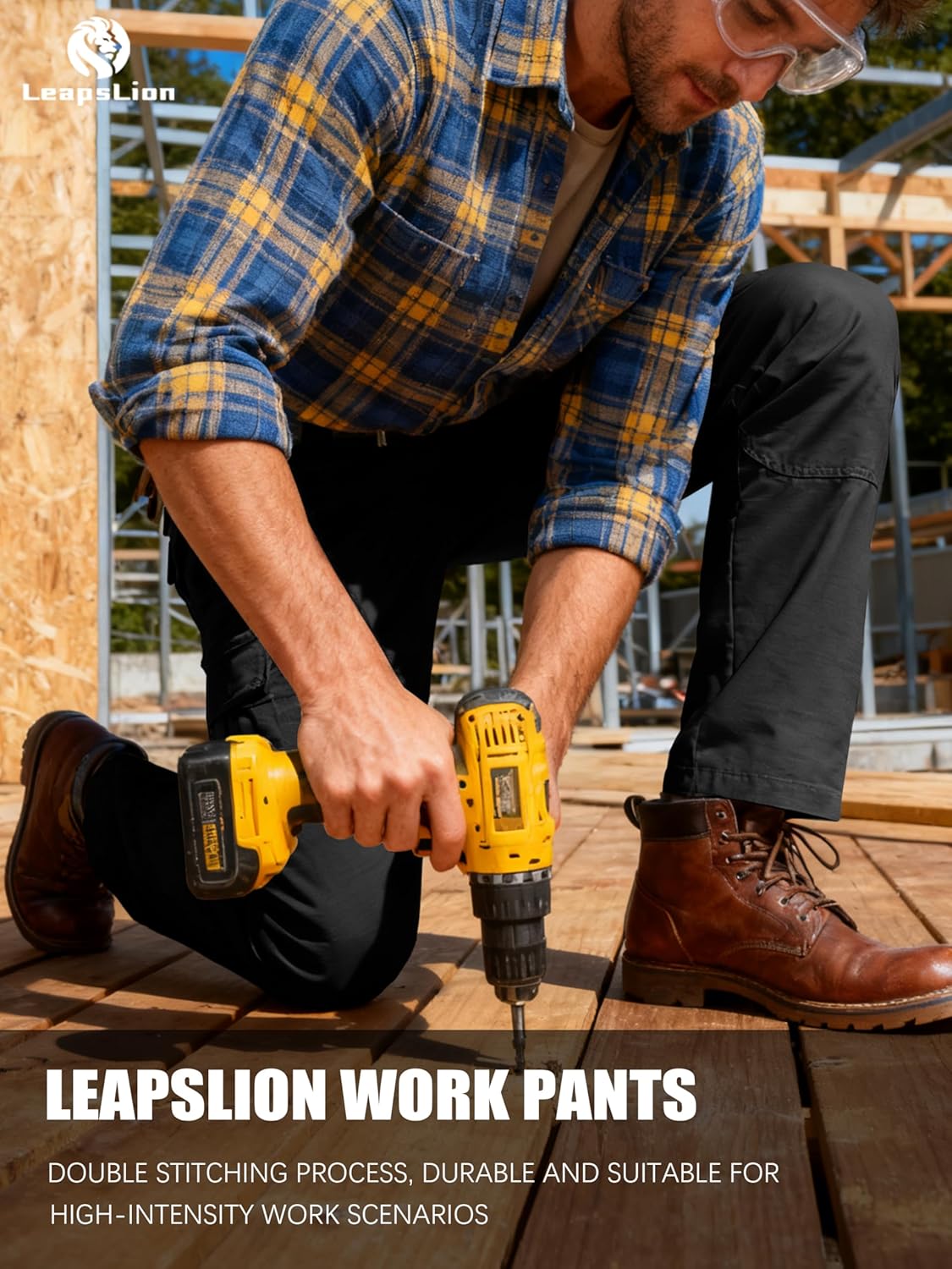 LeapsLion Men's Tactical Pants Water Resistant Ripstop Cargo Pants Outdoor Lightweight EDC Hiking Work Construction Pants - Image 3