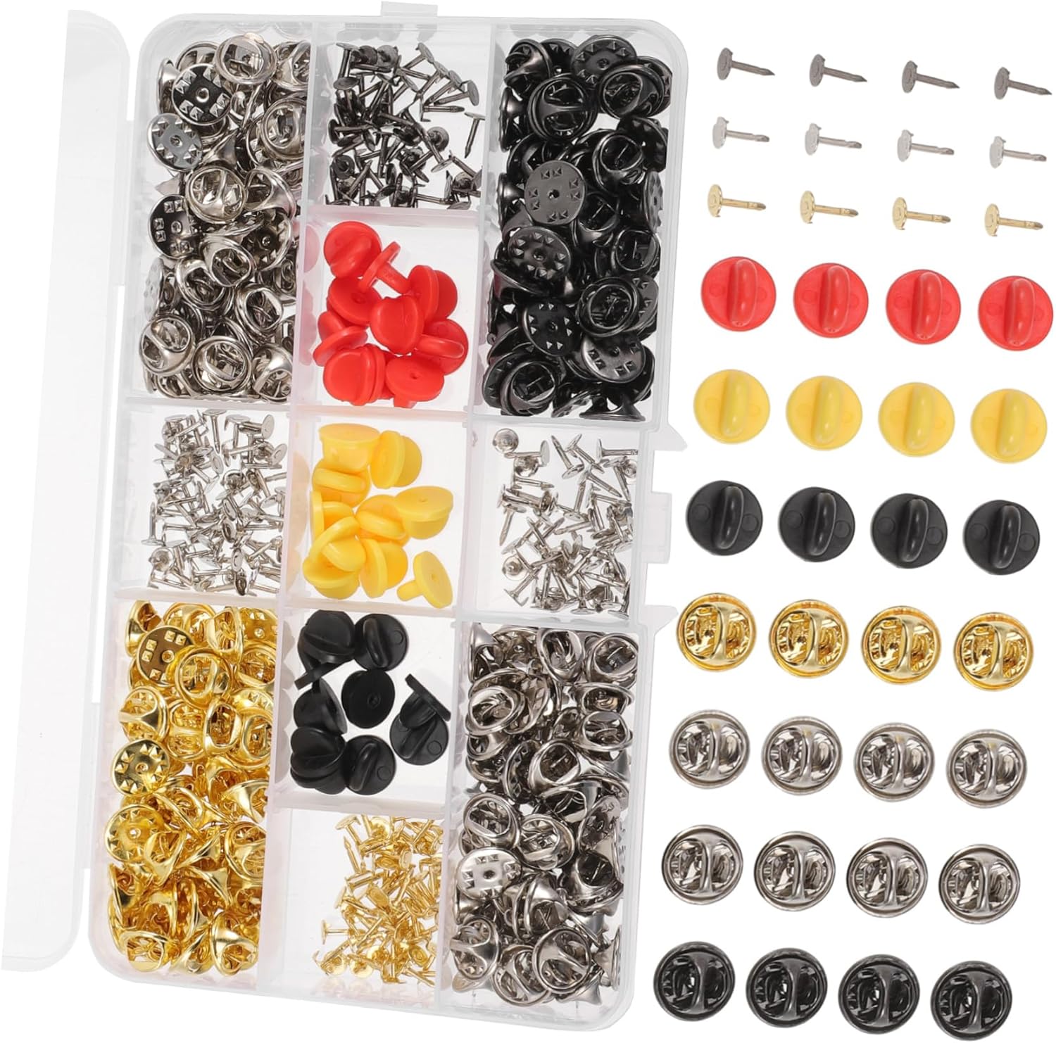 430Pcs Metal Pin Clutch Backs Wear-Resistant Tie Tacks for Lapel Pins Brooches Jewelry Making DIY Craft Projects Replacement Badge Backings