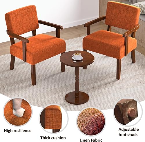 Miniatura 116 de Juego de 2 sillas decorativas con mesa, sillas de sala de estar con asiento suave y reposabrazos para sala de estar, dormitorio, sala de lectura,