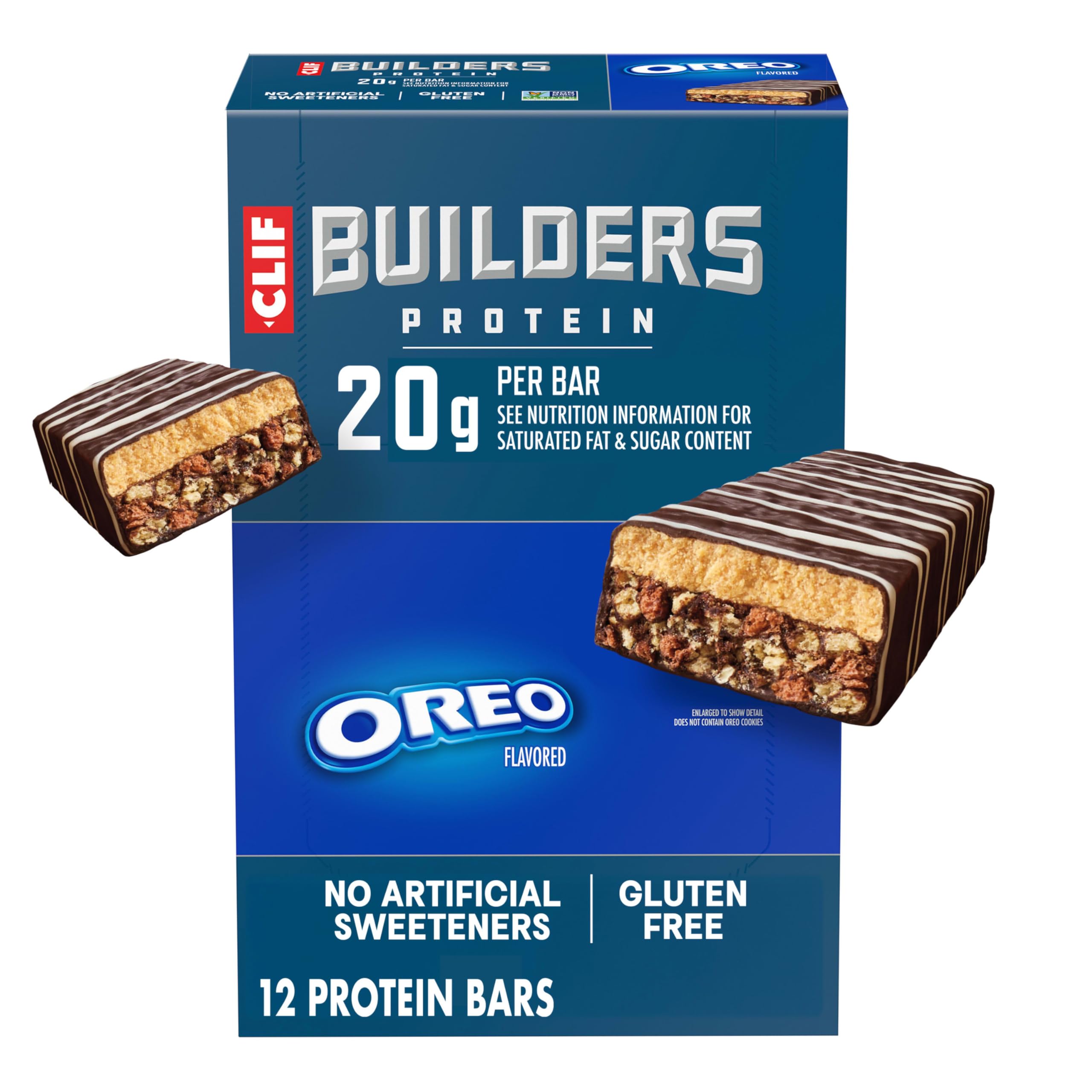 CLIF BUILDERS OREO-Flavored Protein Bars 20g Plant Based Protein 2.4 oz (12 Pack) - main product image