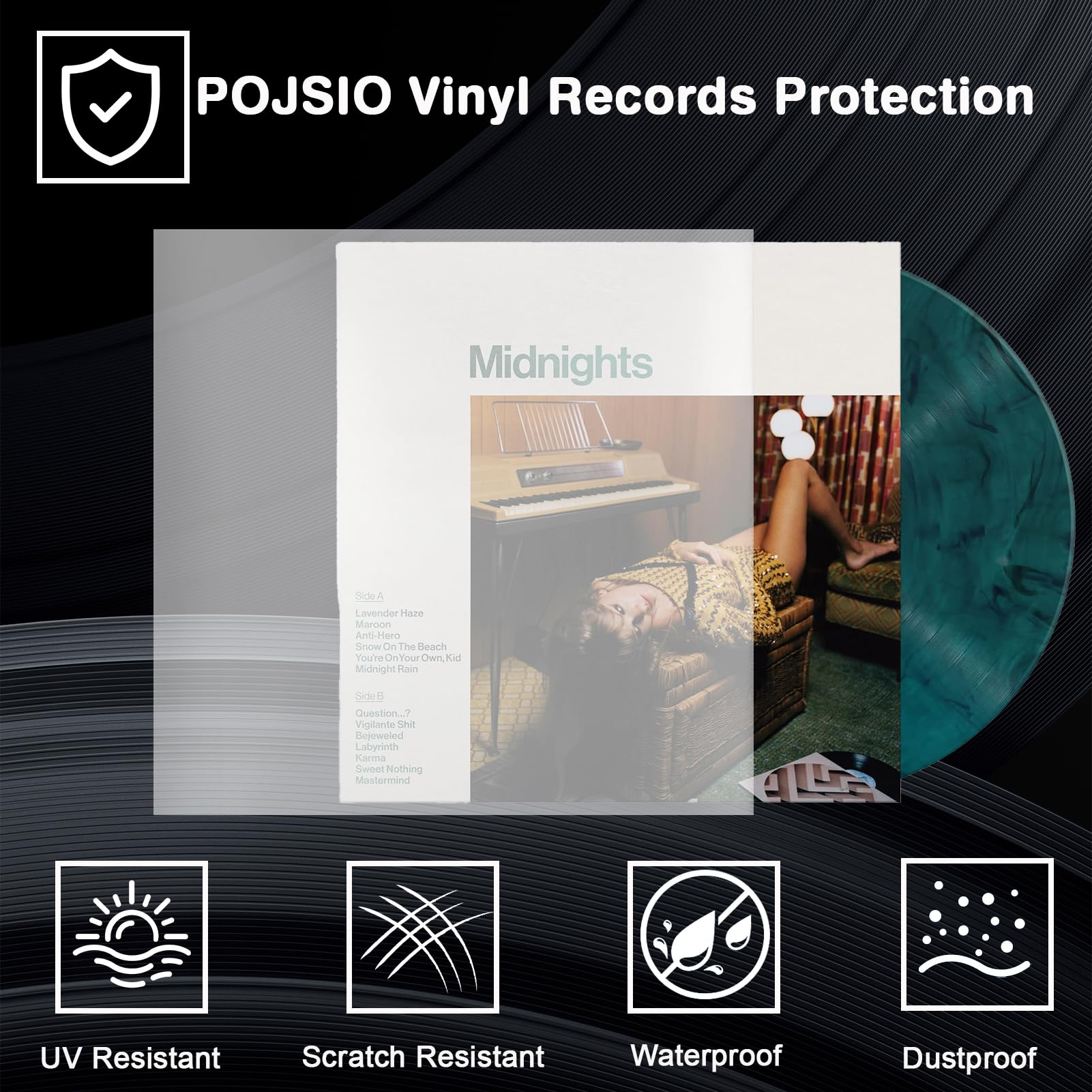 POJSIO 50 Pz. Buste Vinili 45 Giri Esterne 7 Pollici,Custodia Vinili 45 Giris Cover Vinilis 45 Giri Trasparenti Per Singoli LP/7” Dischi,Buste Vinile 45 Giris Protezione Polipropilene Vinile Copertine