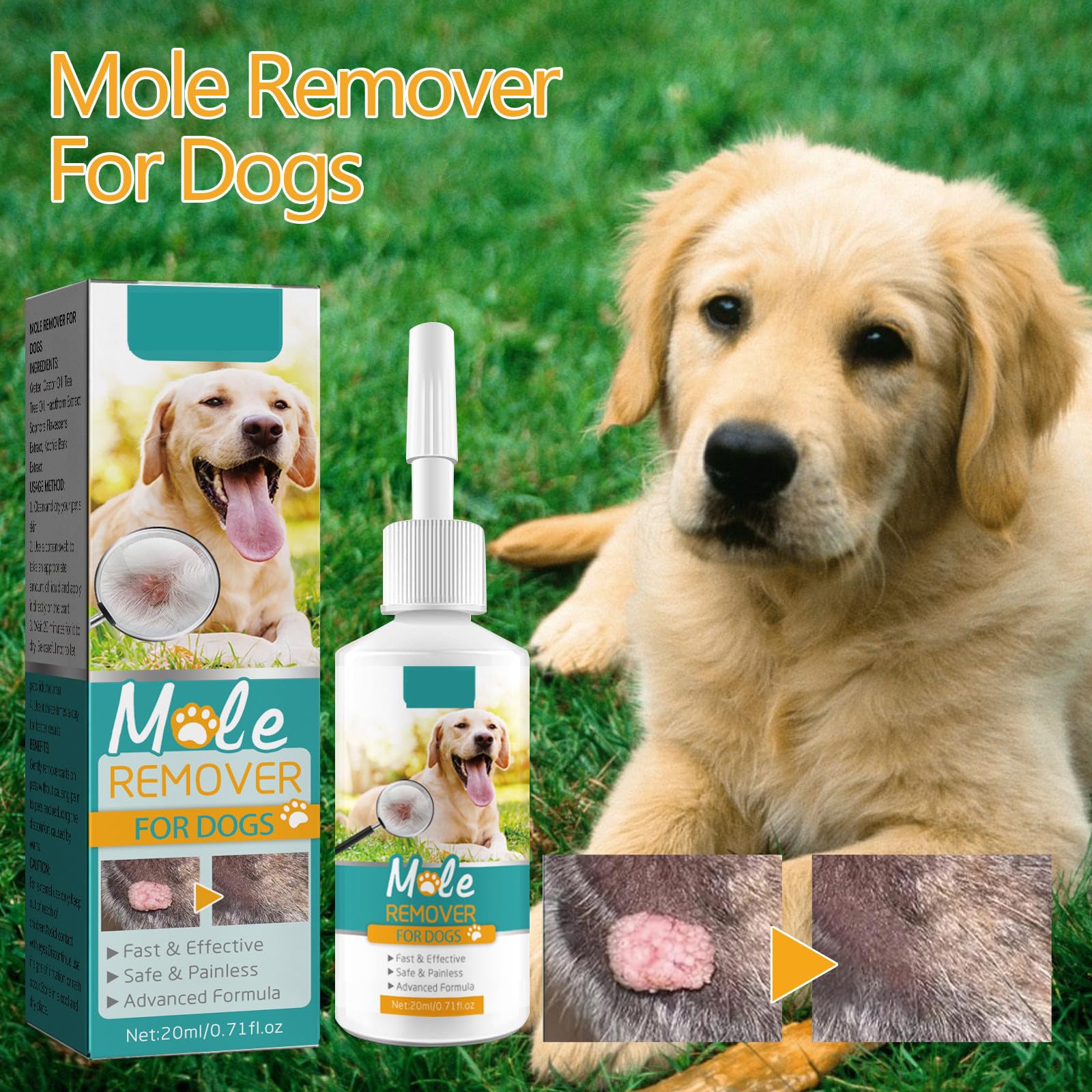 Éliminateur de Verrues pour Chiens, Dissolvant Naturel pour Chien, Traitement Efficace des Verrues pour Chiens, Naturel et Doux, 20 ml