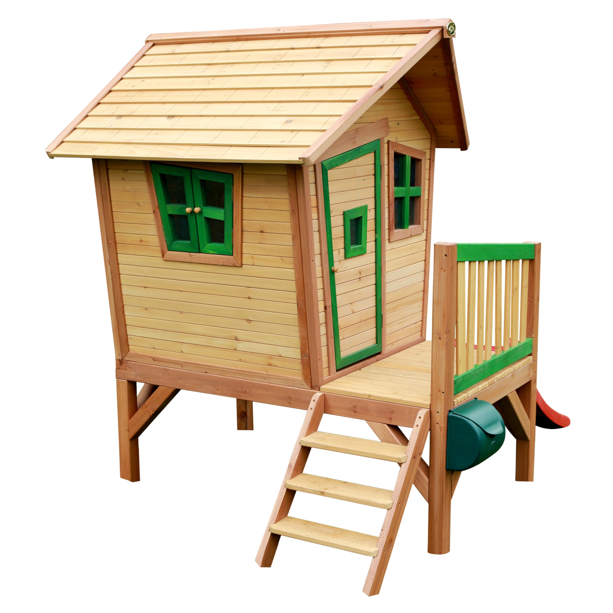 AXI Robin Casa Infantil de Madera FSC con Tobogan Rosso | Casita de Juegos para ninos de Jardin/Exterior | Parque Infantil en Marron y Verde.