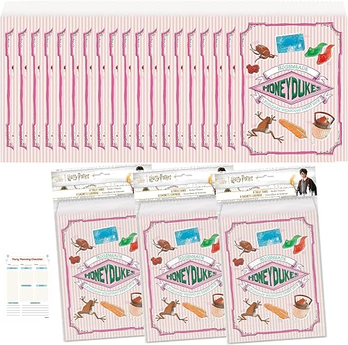 Unique Paquete de Harry Potter, 24 bolsas de papel de Harry Potter, con lista de verificación de fiesta, bolsas de regalo de cumpleaños para niños,