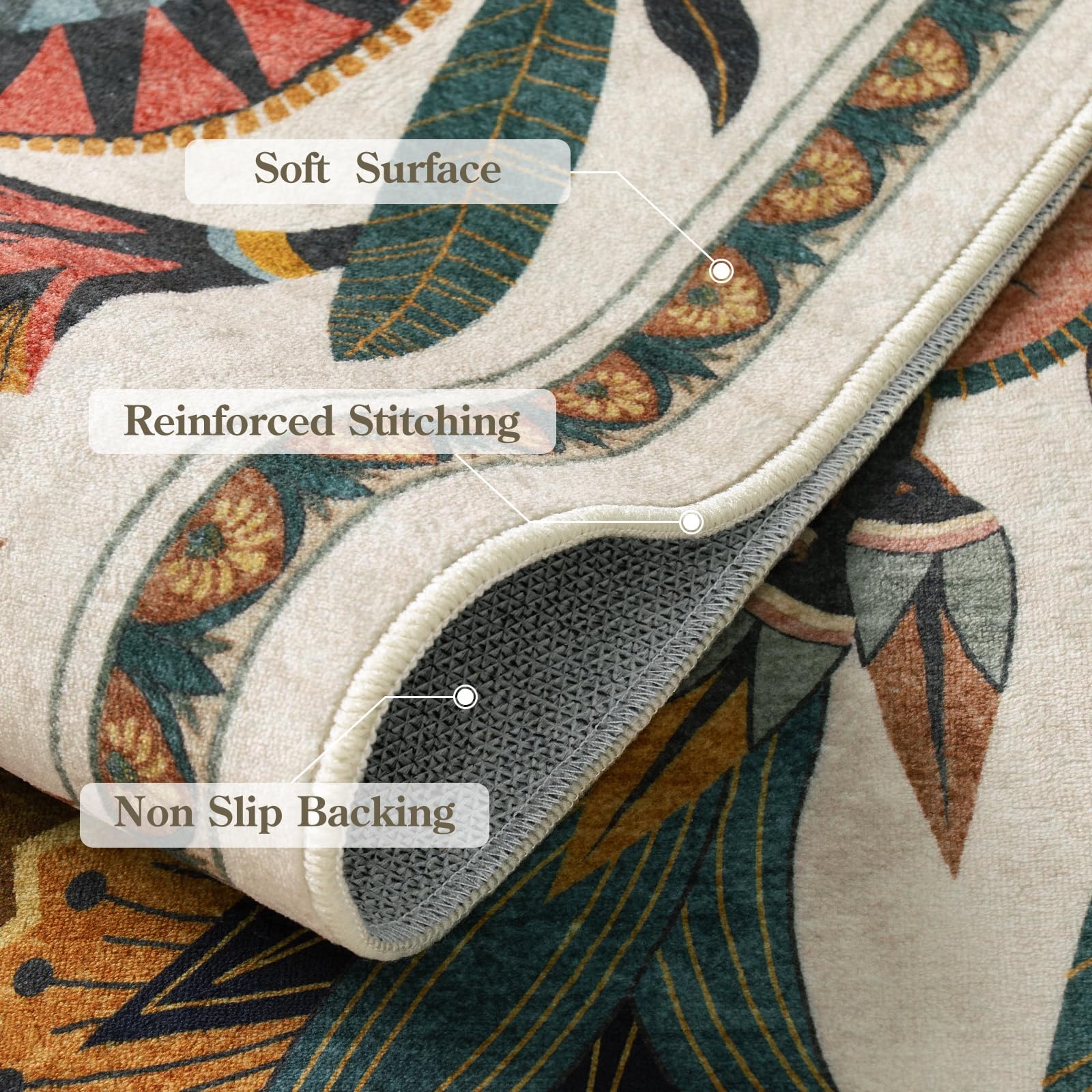 Zealude Beige Teppiche für Wohnzimmer, weicher Waschballe, Schlafzimmer, rutschfest, niedriger Flor, Esszimmerteppich, schmutzabweisend, großer Teppich für Spielzimmer, Büro, Küche, Innenbereich