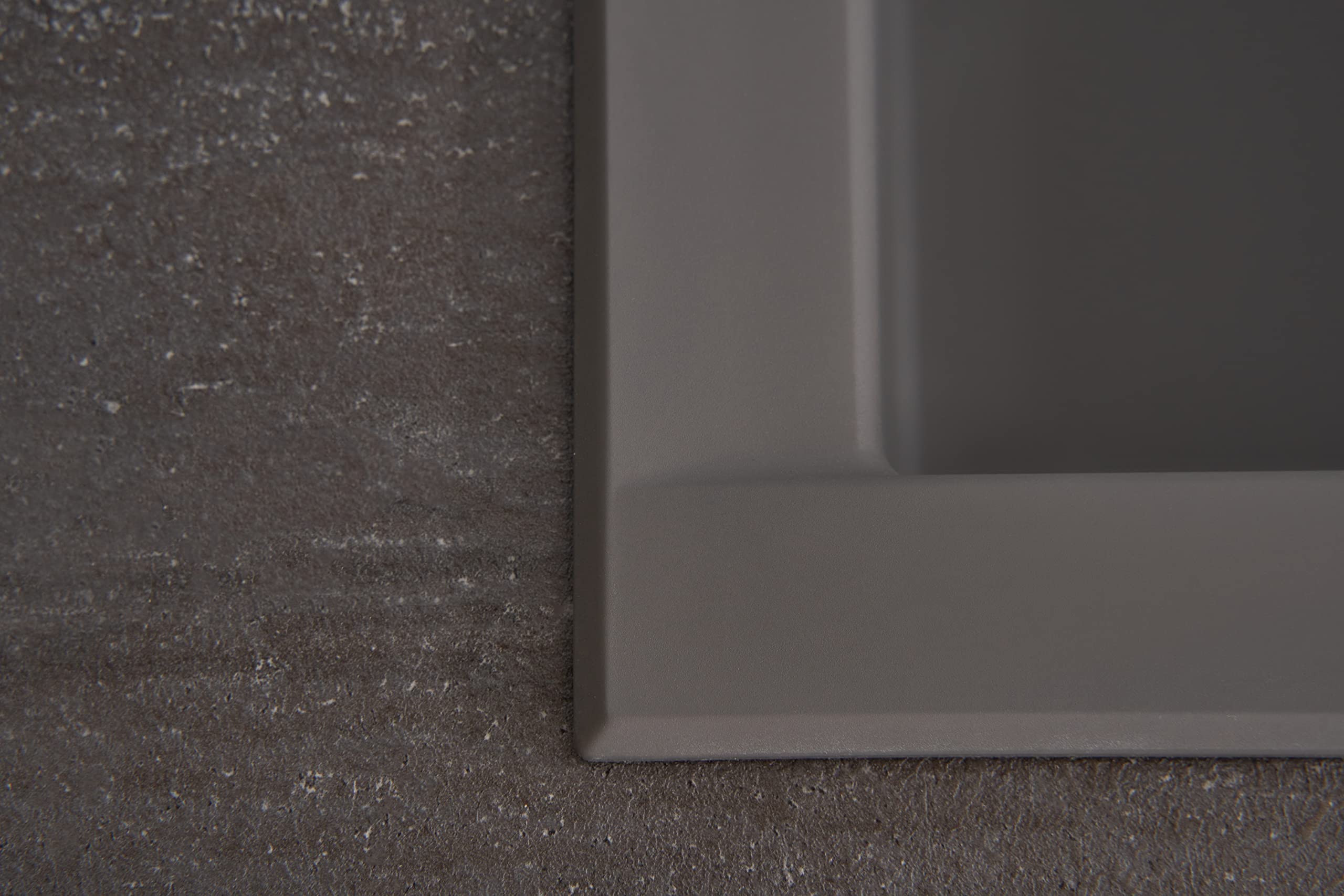Respekta Houston Mineralitespüle in Betongrau / 1 Becken Einbauspüle in 80 x 50 cm / Spülbecken geeignet für Unterschränke ab 50 cm Breite