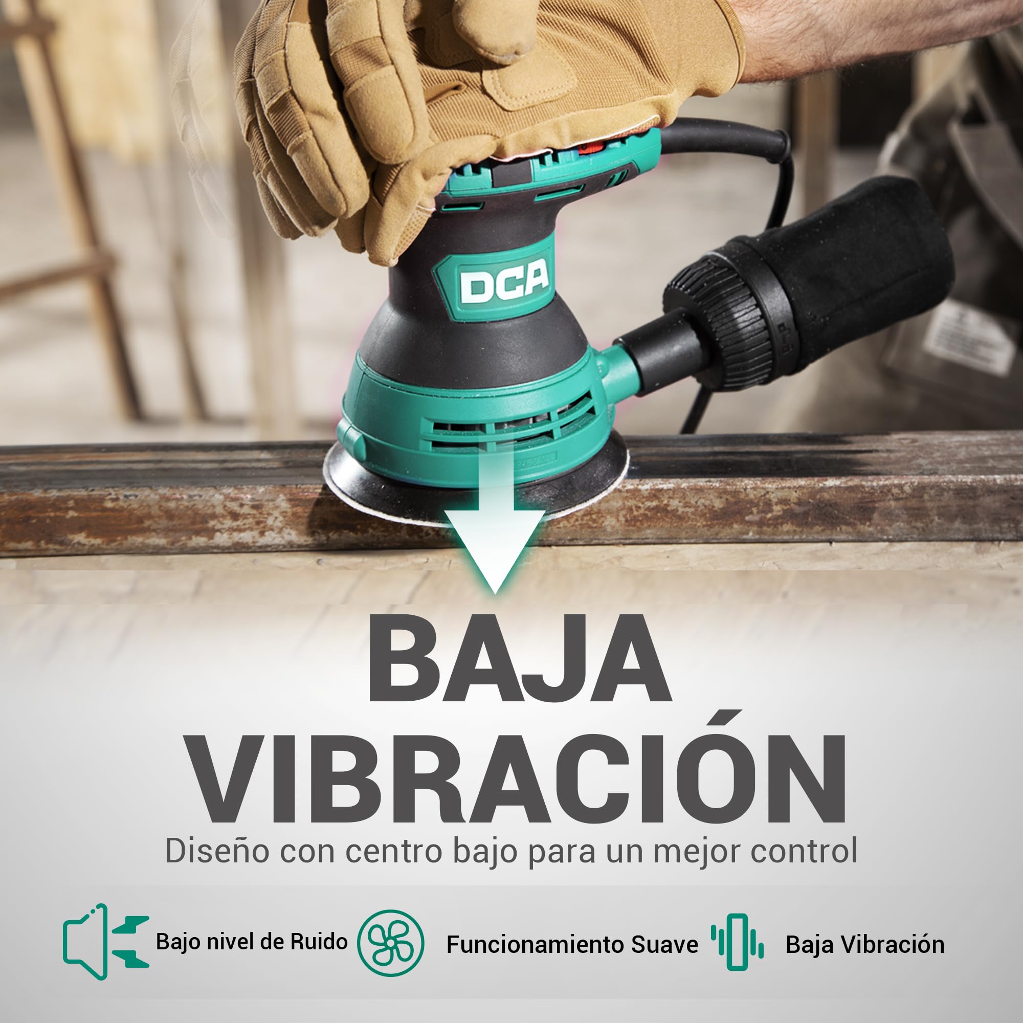 DCA Lijadora Orbital 300W, 6 Velocidades 12000RPM Lijadora Madera, Lijadora Eléctrica con Recogida de Polvo, 10psc 125MM Lija para superficies de madera y acero, lijado y pulido de madera, DIY