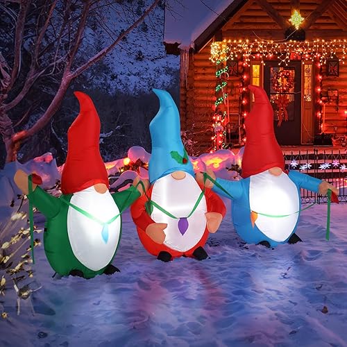 Vista 18 de VINGLI Decoraciones navideñas inflables para exteriores, decoración de patio inflable con soplador eléctrico para vacaciones, decoración de jardín